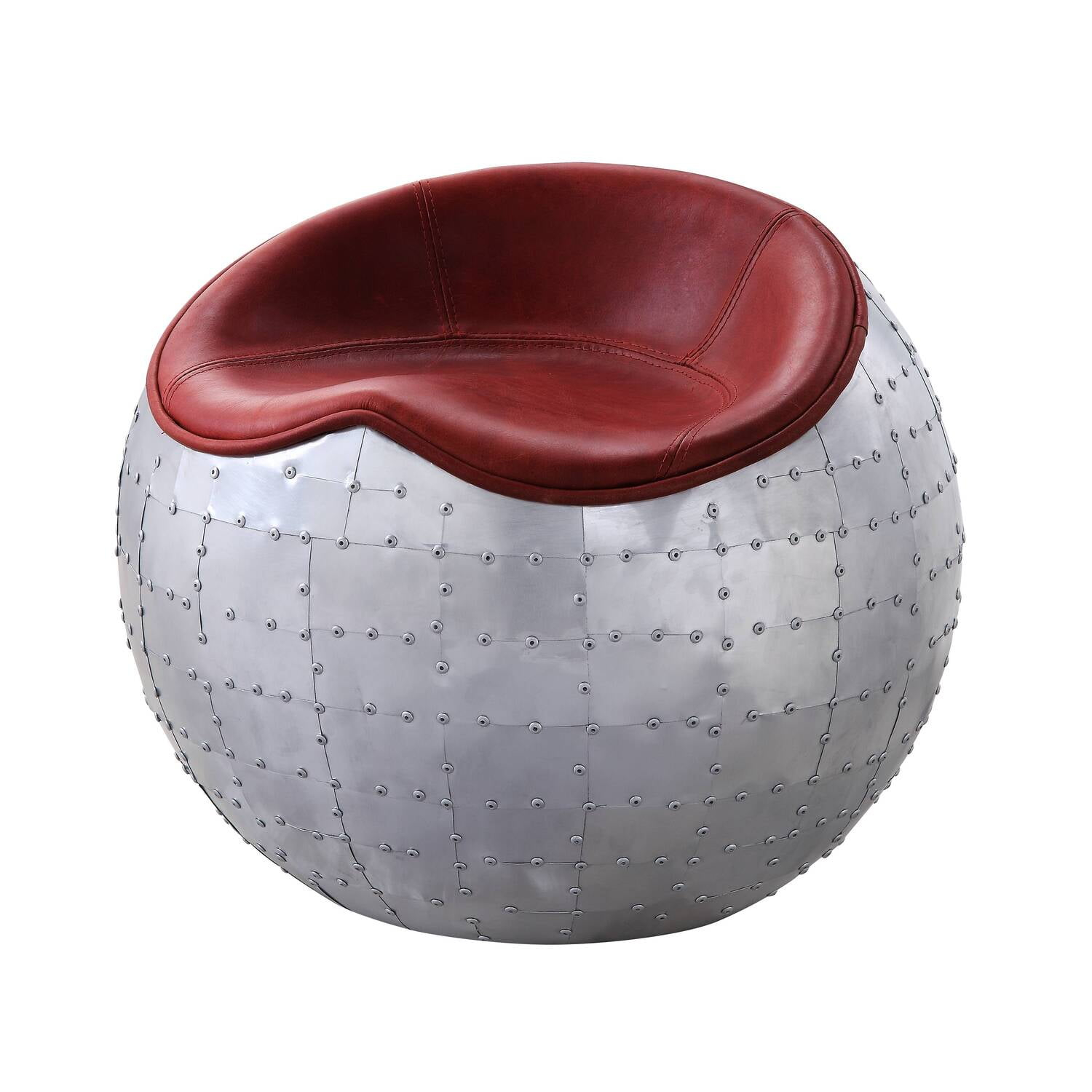 Acme Brancaster Ottoman in Red and Aluminum