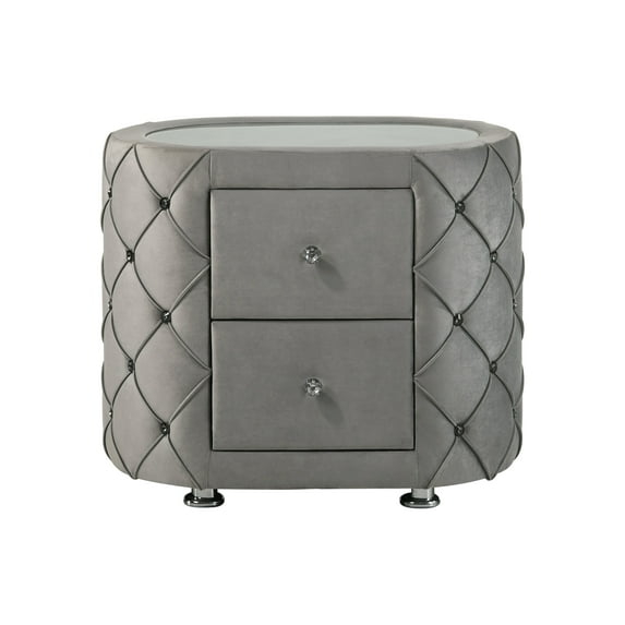 Acme Furniture Perine Nightstand in Gray Velvet