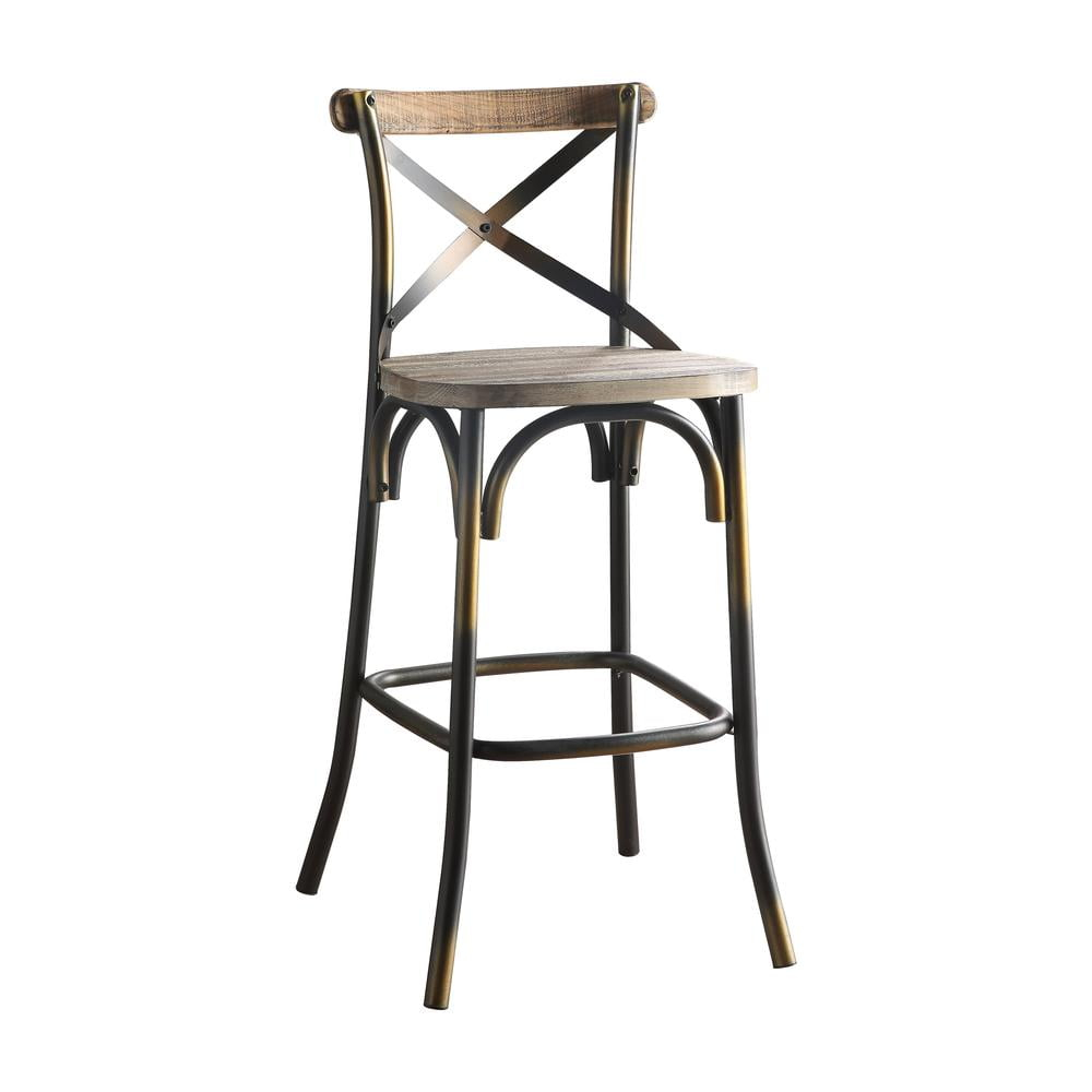 Acme Furniture Zaire Bar Chair in Antique Turquoise and Antique Oak Indoor