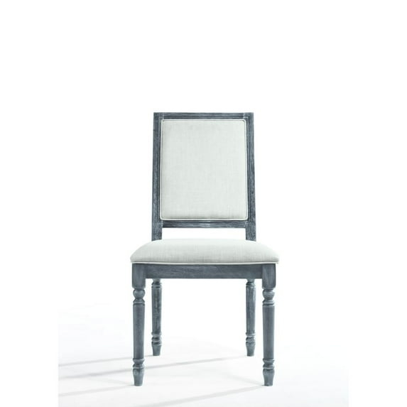 Acme Linen Dining Side Chair with Turned Legs Set of 2 Gray- Saltoro Sherpi Indoor Dining Chairs