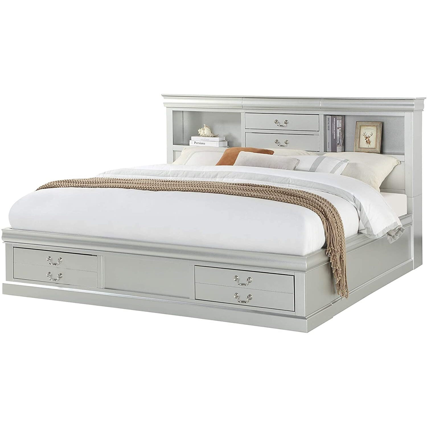 Acme Louis Philippe III - Queen Bed w/Storage in Platinum