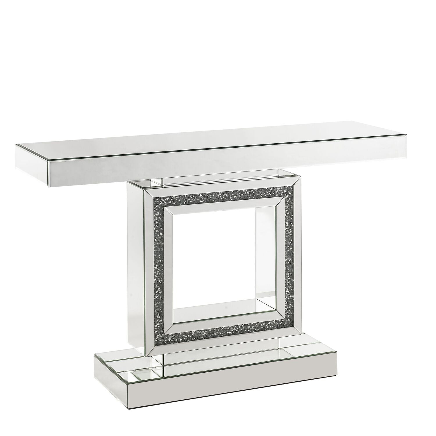 Acme Noralie Console Table in Mirrored & Faux Diamonds