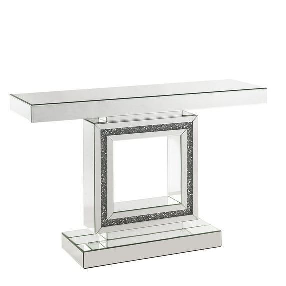 ACME Noralie Mesa Consola Rectangular en Espejo y Diamantes Artificiales