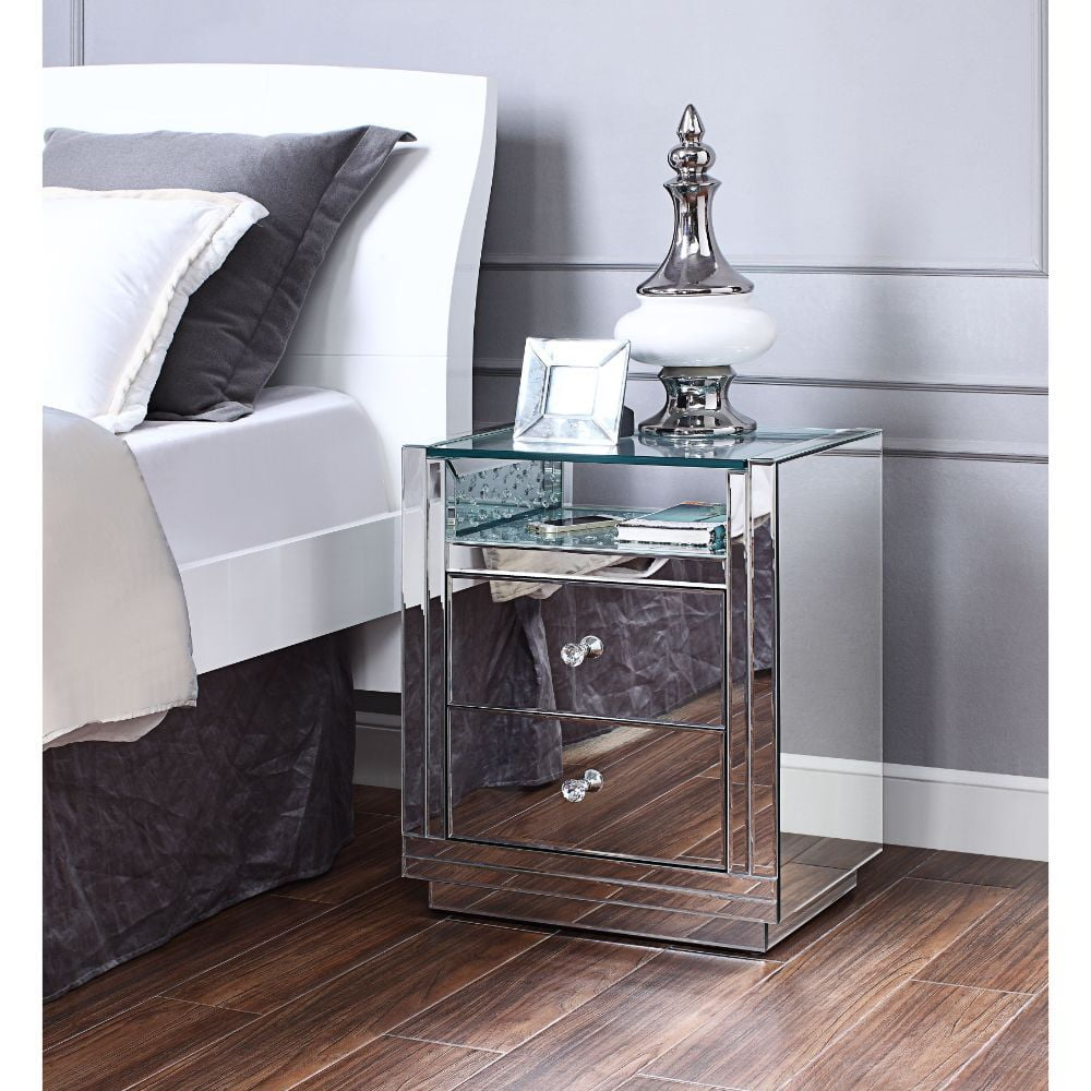 Nysa - End Table Mirrored & Faux Crystals