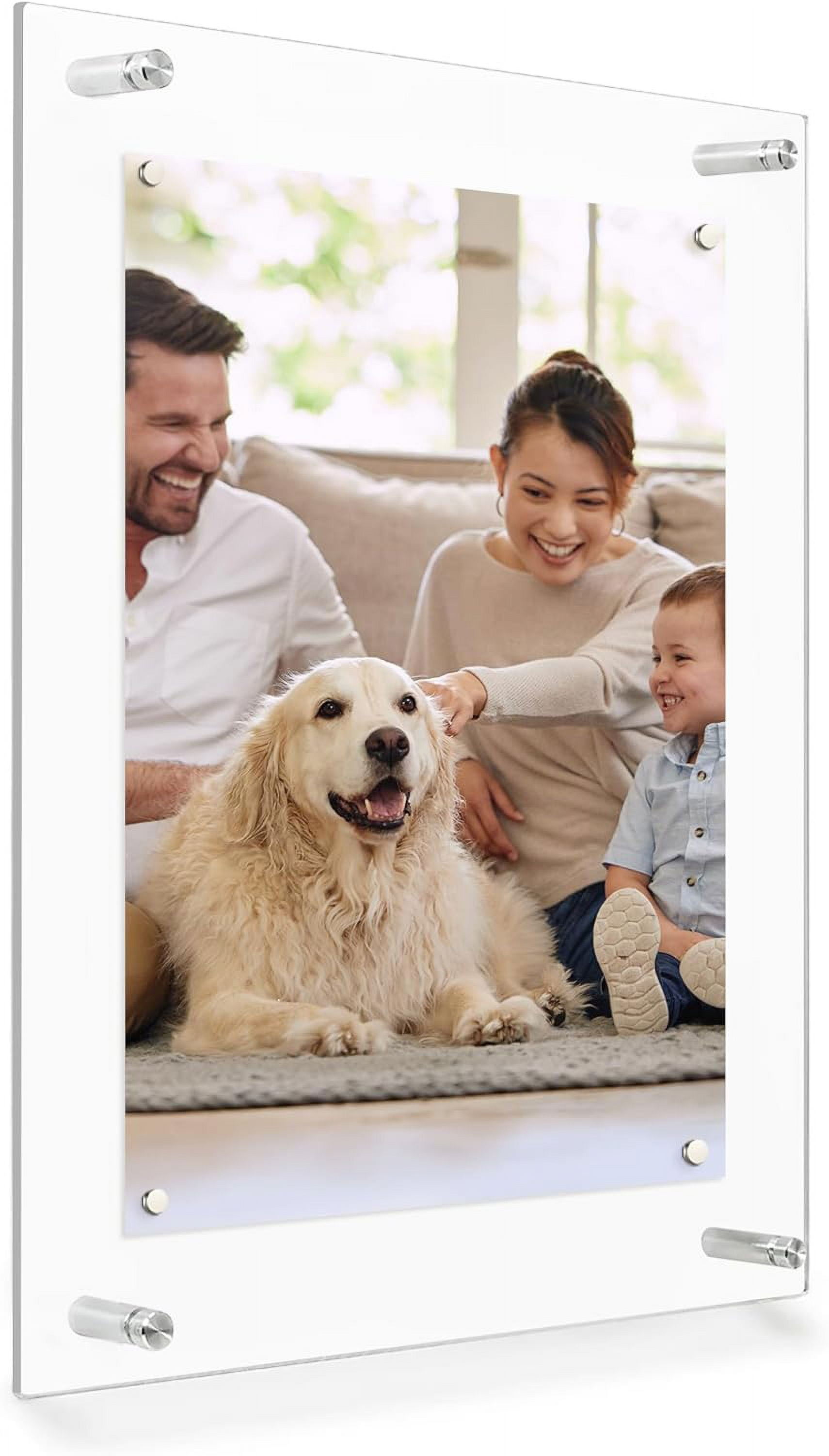 Acrylic Magnetic Picture Frames 21x27, for Photo up to 18x24 inches - Chrome Wall mount standoffs with Magnets