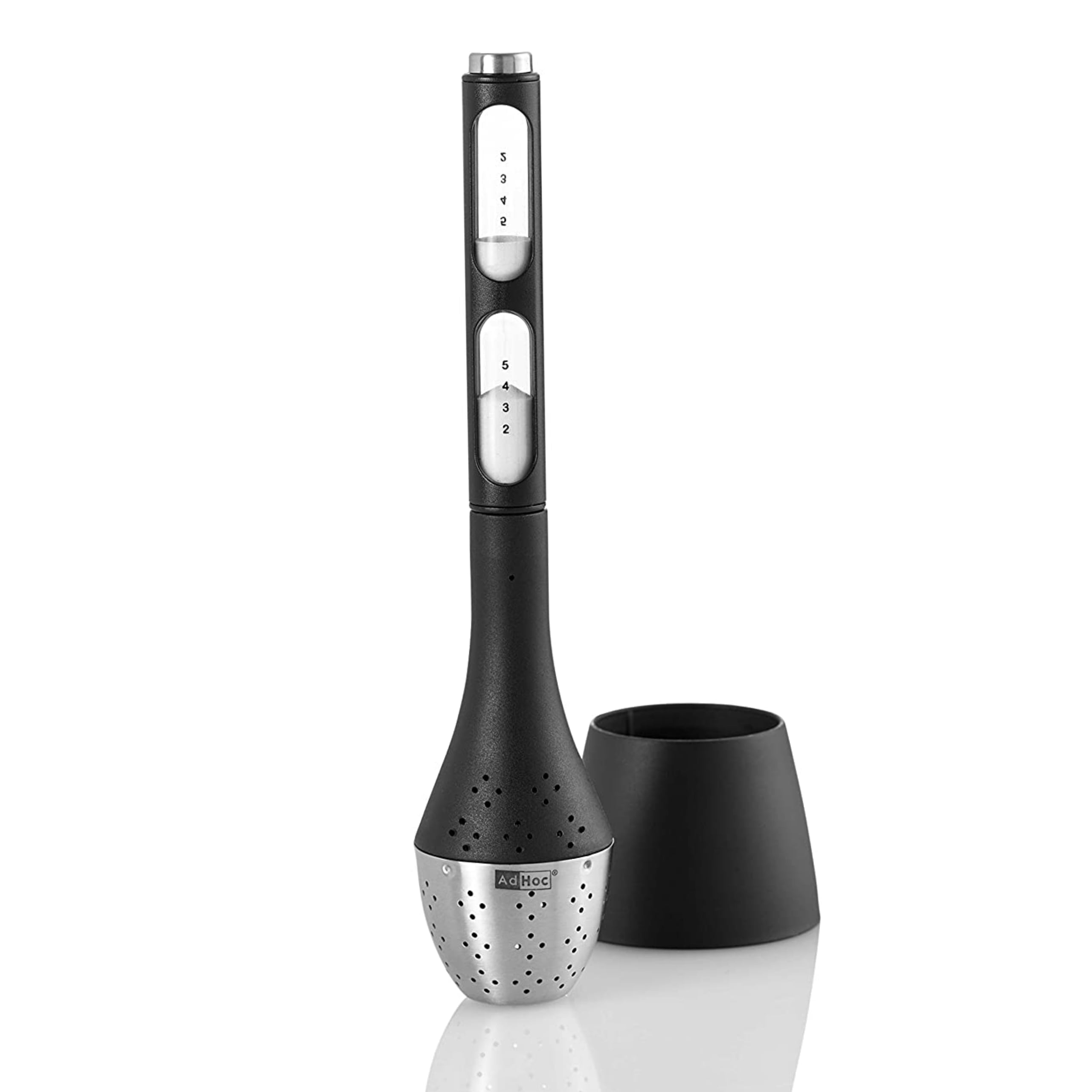 AdHoc Santea Floating Loose Leaf Tea Infuser withMagnetic Hourglass , Black/Silver Stainless Steel