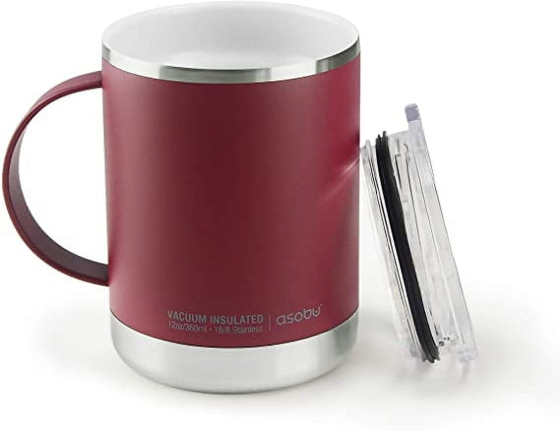 Asobu Ultimate Stainless Steel Ceramic Inner Coating Insulated Coffee Mug, 12 Ounces (Burgundy)