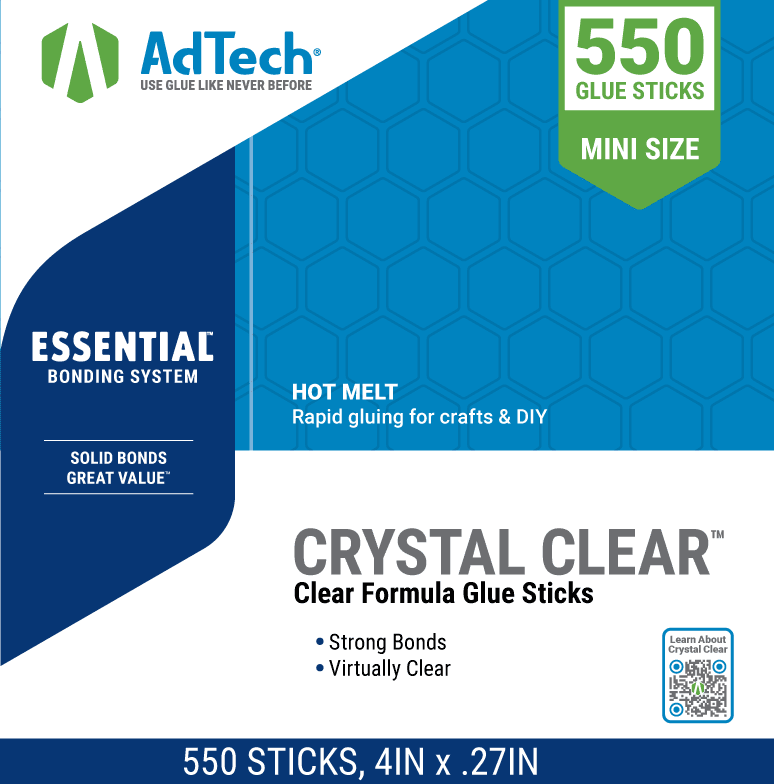 AdTech 4" 4.4lb Box of Mini Size Multi-Temp Hot Glue Sticks, Clear