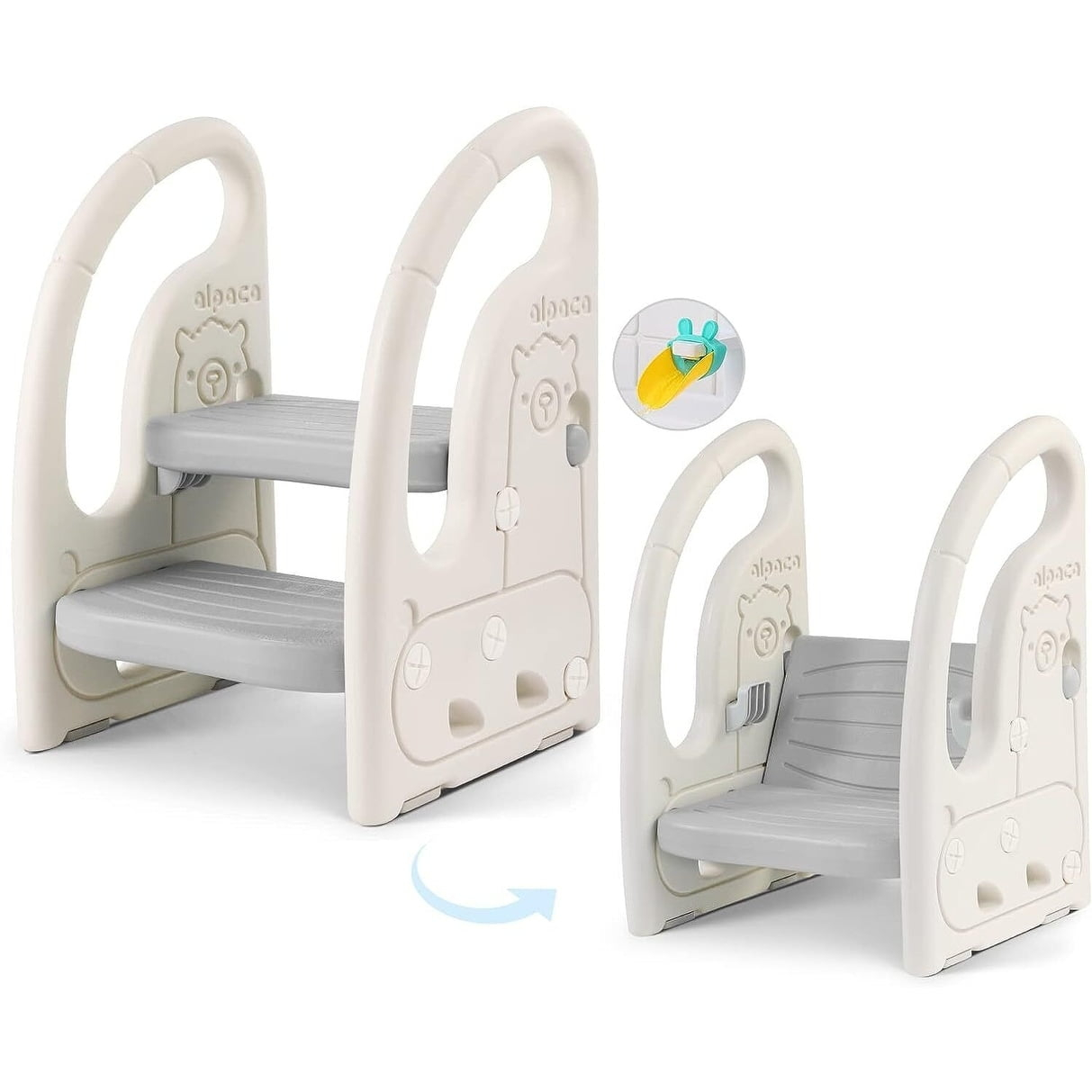 Adaptable Kids Leaning Chair & Step Stool Grey