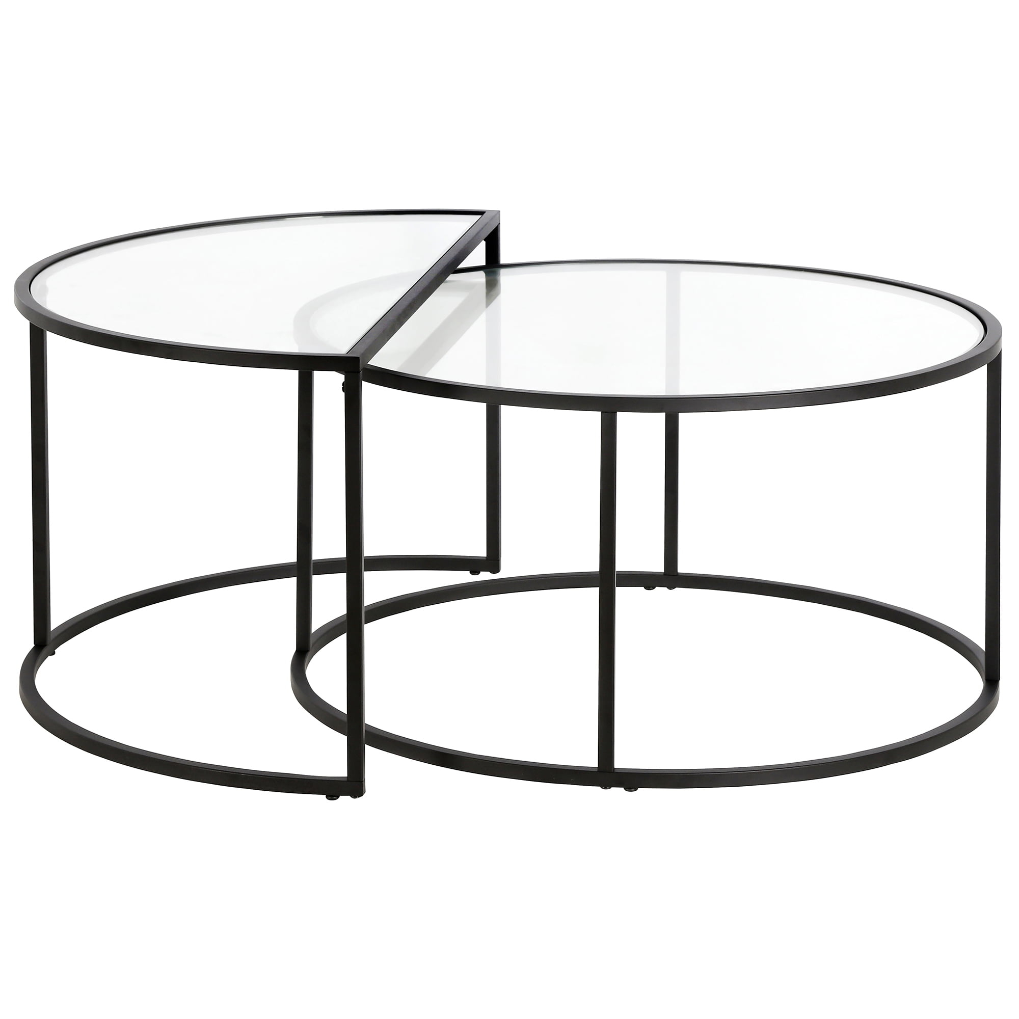 Evelyn&Zoe Luna Round & Demilune Nested Coffee Table, Blackened Bronze