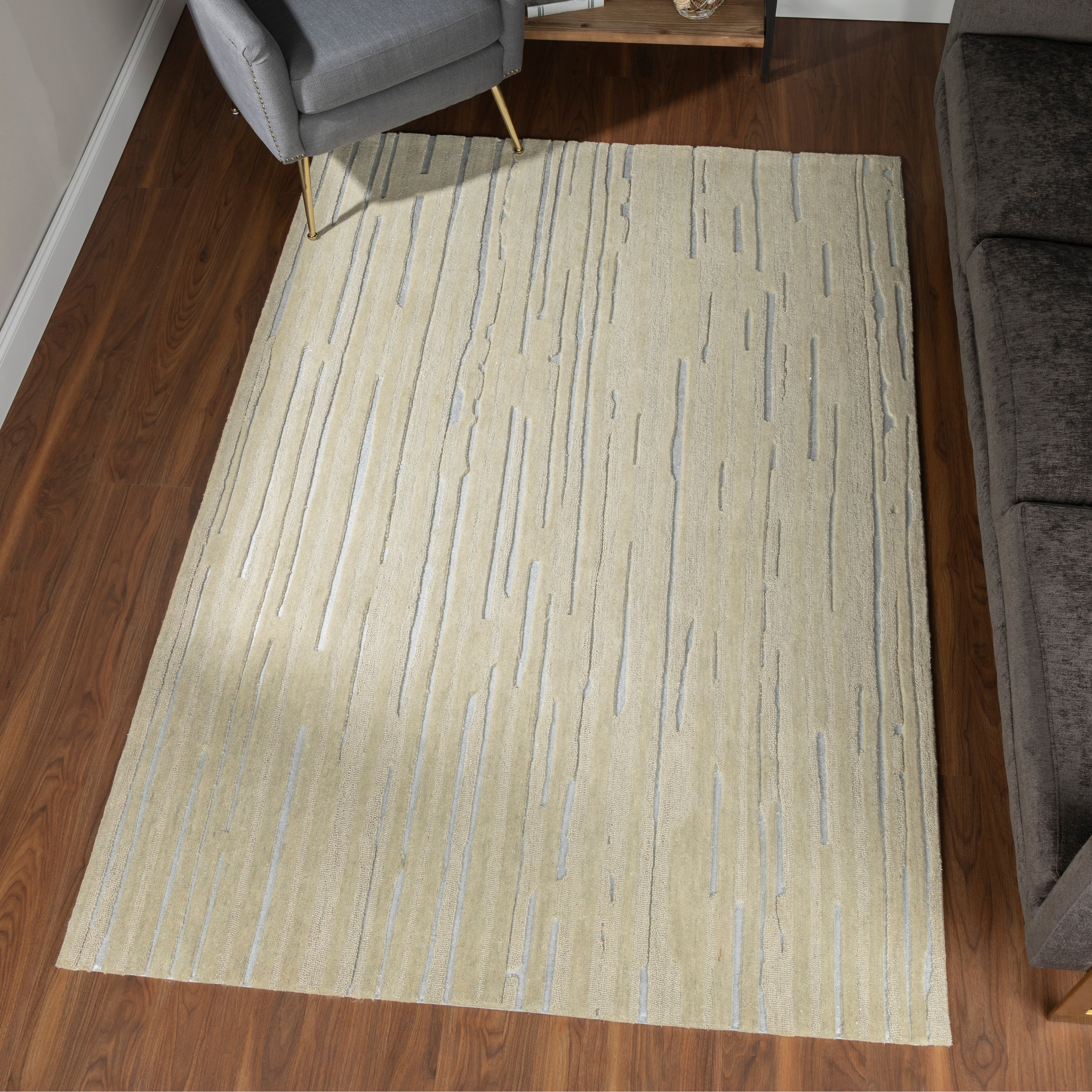 Addison Rugs Addison Dazzle Modern Hand Spun Wool and Metallic Area Rug Champagne 2' x 3' 2' x 3'
