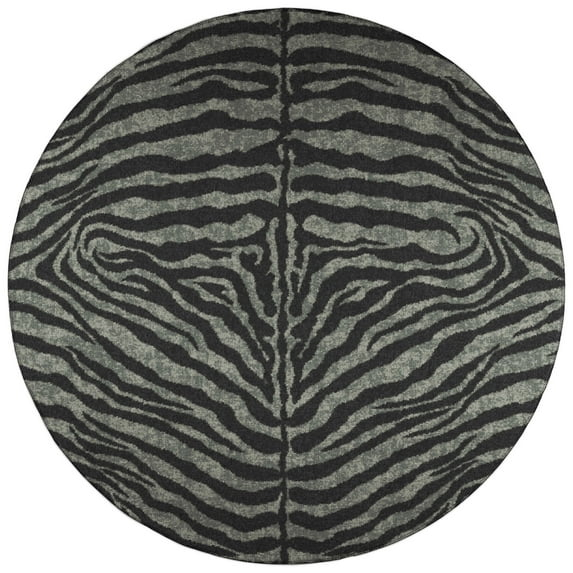 Addison Rugs Addison Indoor/ Outdoor Safari Zebra Animal Print Washable Area Rug 8' x 8' - Shadow