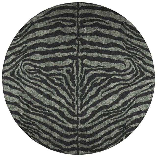 Addison Rugs Addison Indoor/ Outdoor Safari Zebra Animal Print Washable Area Rug 8' x 8' - Shadow