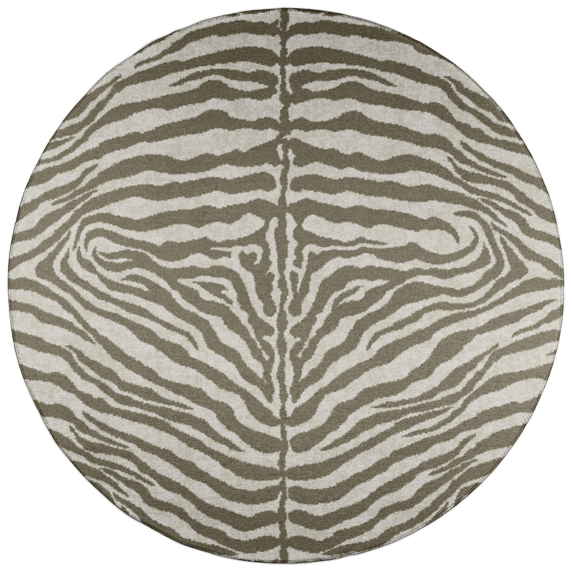 Addison Rugs Addison Indoor/ Outdoor Safari Zebra Animal Print Washable Area Rug 8' x 8' - Taupe