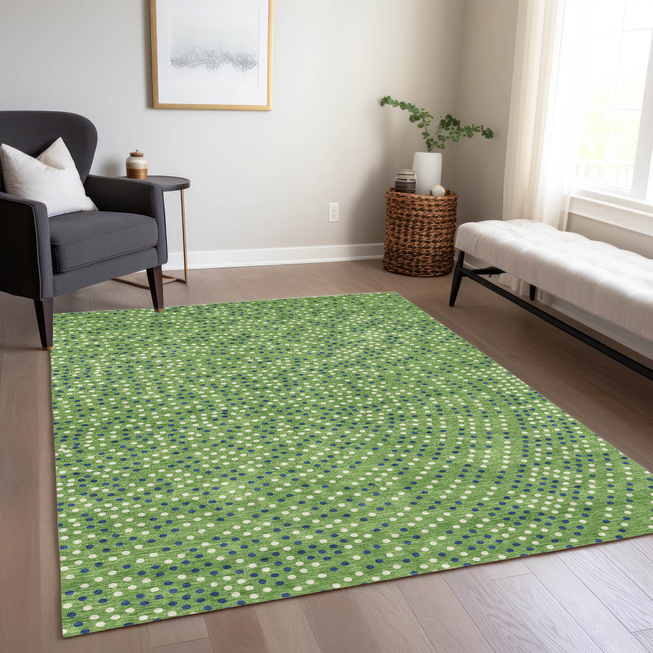 Addison Rugs Chantille ACN1021 Green 2'6" x 3'10" Indoor Outdoor Area Rug, Easy Clean, Machine Washable, Non Shedding, Bedroom, Entry, Living Room, Dining Room, Kitchen, Patio Rug