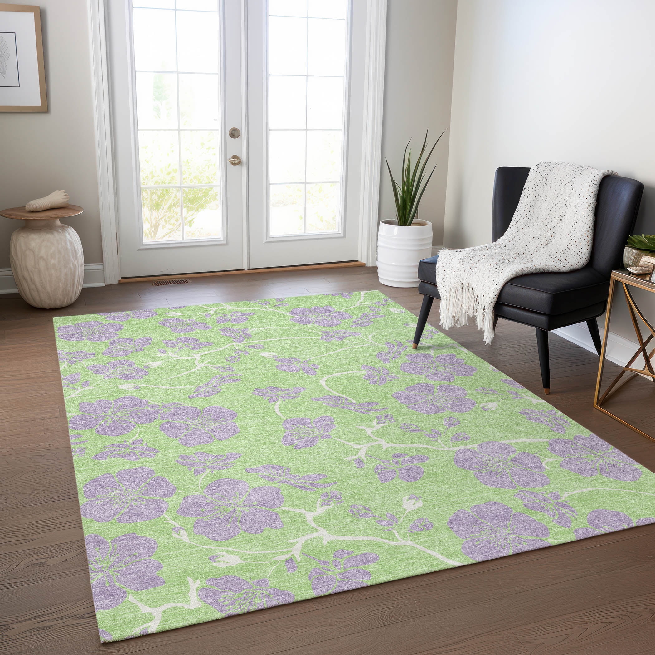 Addison Rugs Chantille ACN1034 Green 2'6" x 3'10" Indoor Outdoor Area Rug, Easy Clean, Machine Washable, Non Shedding, Bedroom, Entry, Living Room, Dining Room, Kitchen, Patio Rug