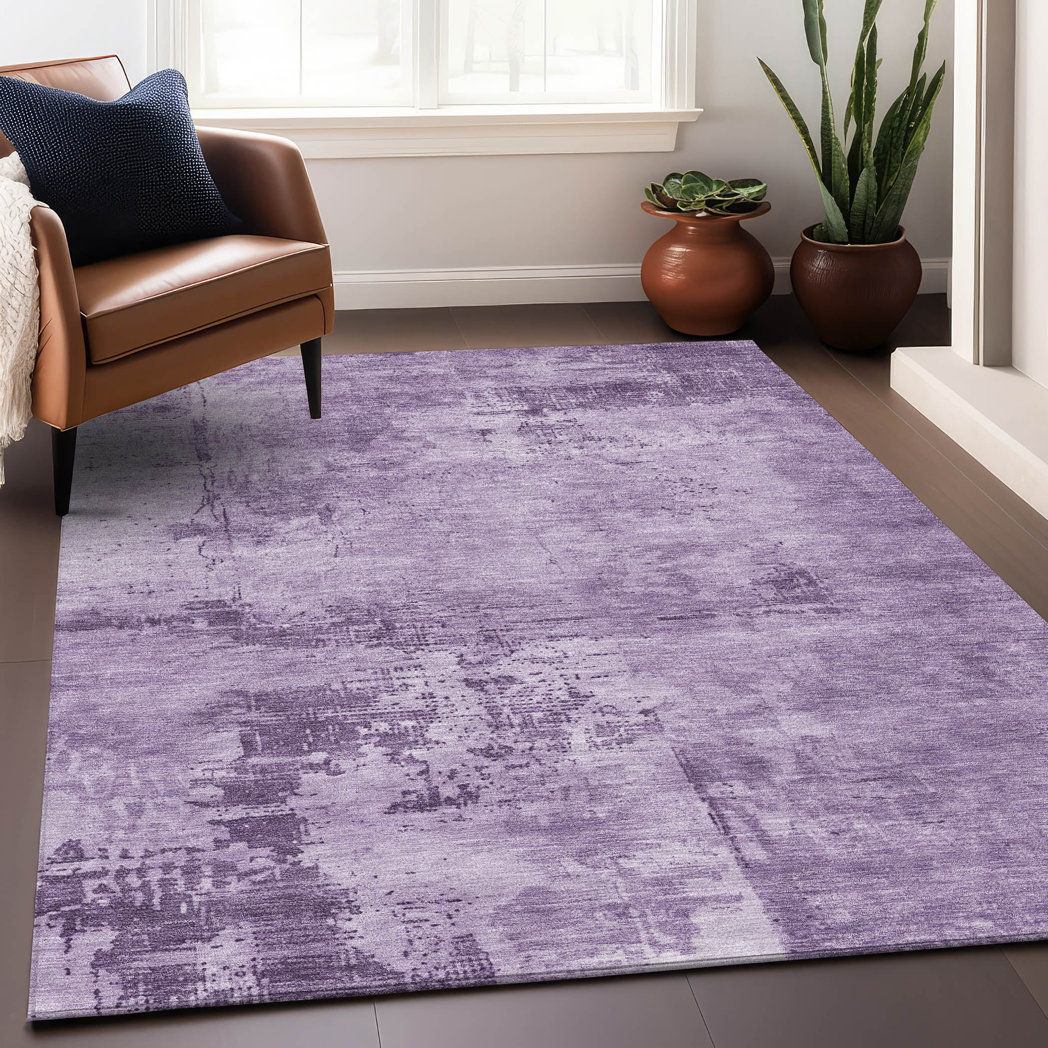 Addison Rugs Chantille Indoor/Outdoor Transitional Abstract Lavender Washable Rectangle Rug, 3' x 5'