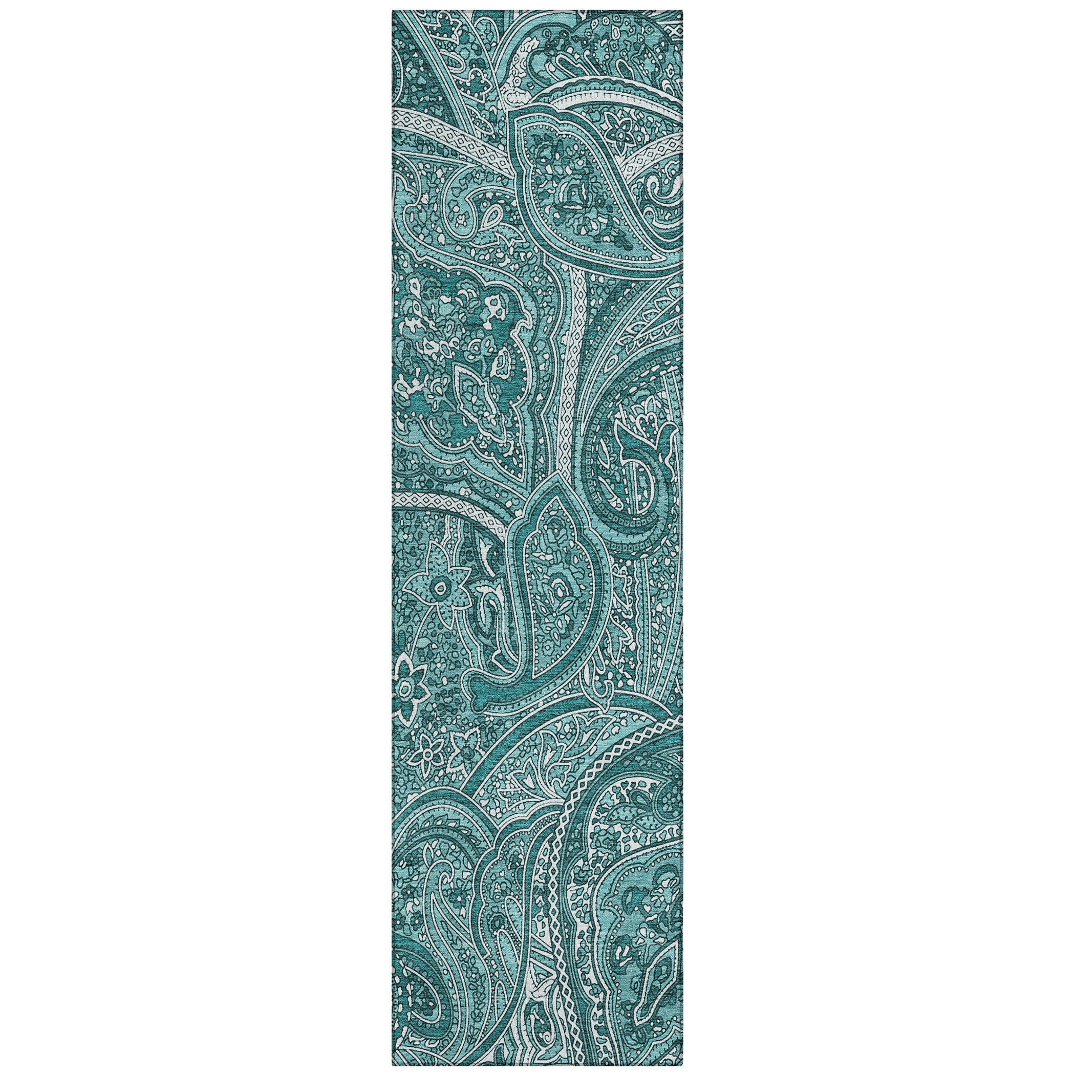 Addison Rugs Chantille ACN623 Teal 2'3" x 7'6" Indoor Outdoor Runner Rug, Easy Clean, Machine Washable, Non Shedding, Entryway, Hallway, Living Room, Dining Room, Kitchen, Patio Rug