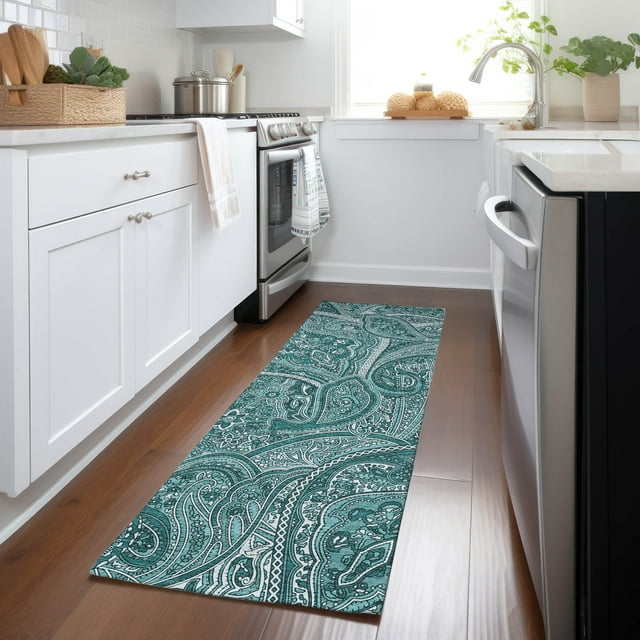 Addison Rugs Chantille Indoor/Outdoor Traditional Paisley Teal Washable Runner Rug, 2'3" x 7'6"