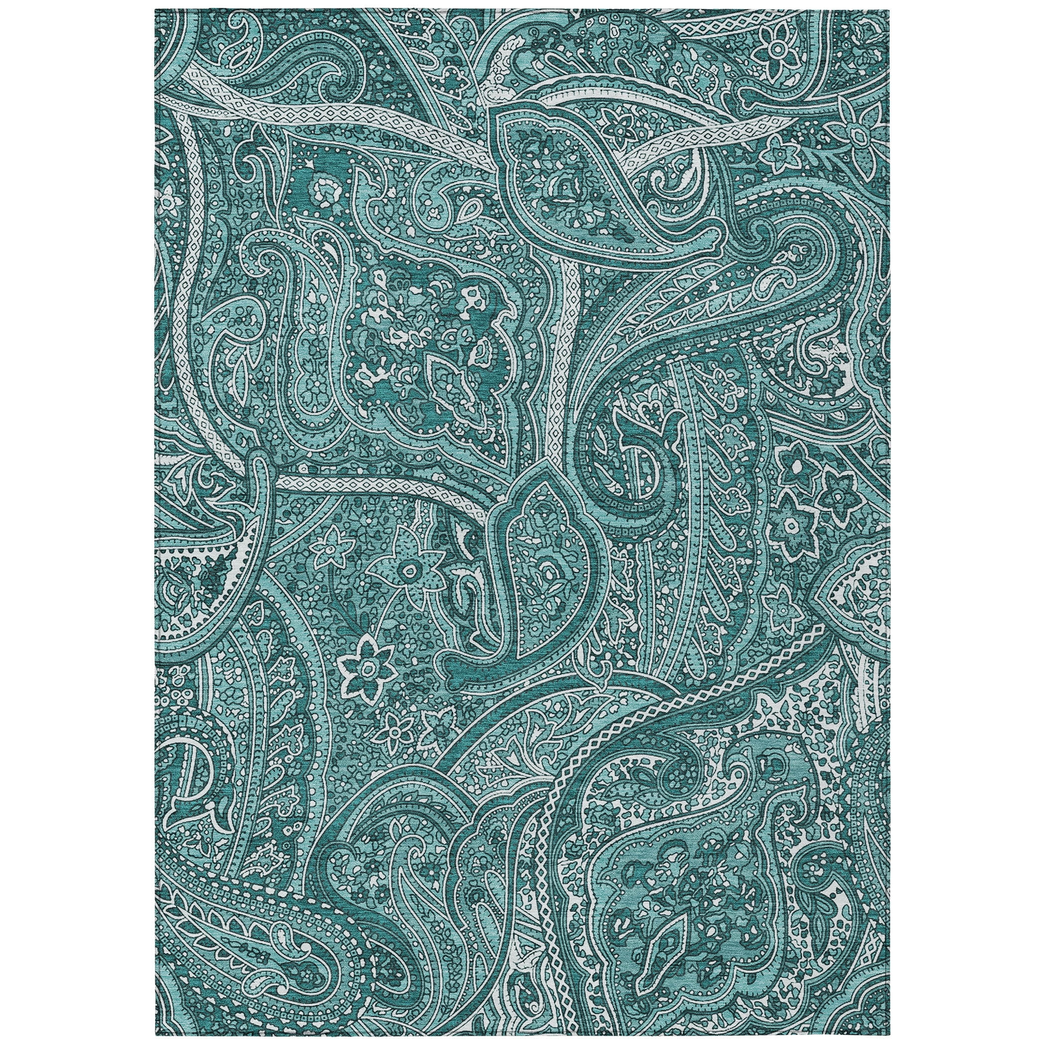 Addison Rugs Machine Washable Indoor/ Outdoor Chantille Traditional Paisley Rug Teal - 3' x 5'