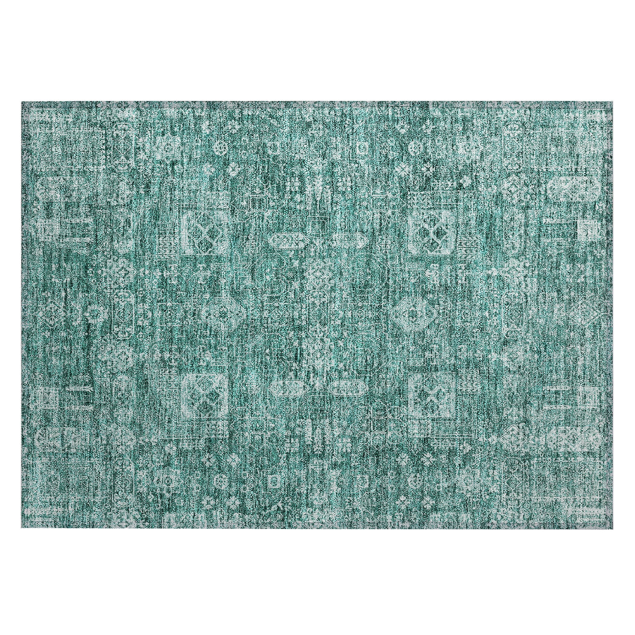 Addison Rugs Machine Washable Indoor/ Outdoor Chantille Traditional Vintage Rug Teal - 1'8" x 2'6"