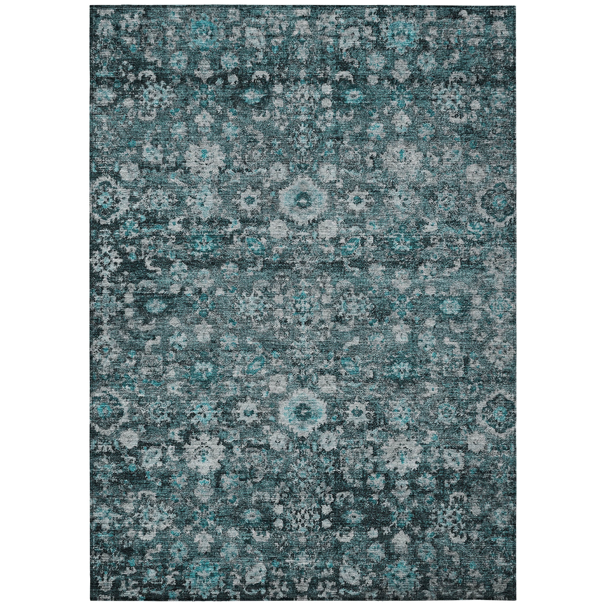 Addison Rugs Machine Washable Indoor/ Outdoor Chantille Traditional Vintage Floral Rug Teal - 5' x 7'6"