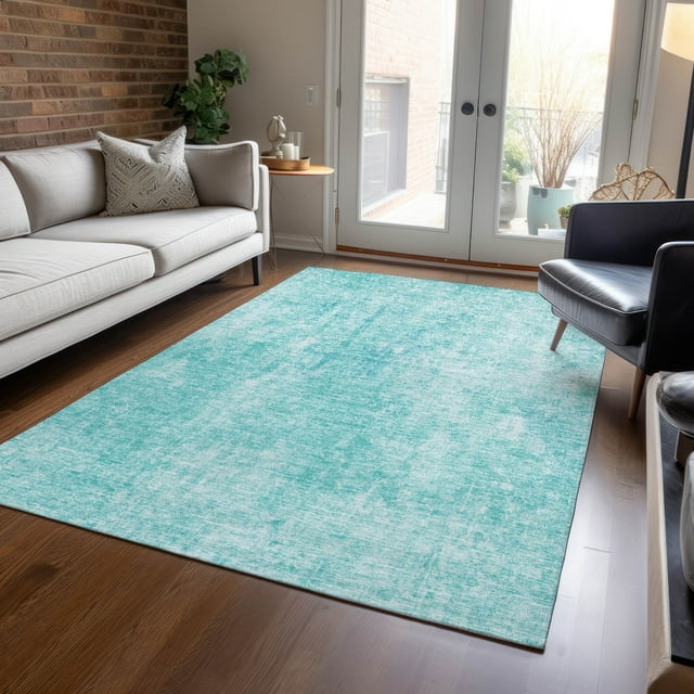 Addison Rugs Chantille Indoor/Outdoor Transitional Abstract Teal Washable Rectangle Rug, 2'6" x 3'10"