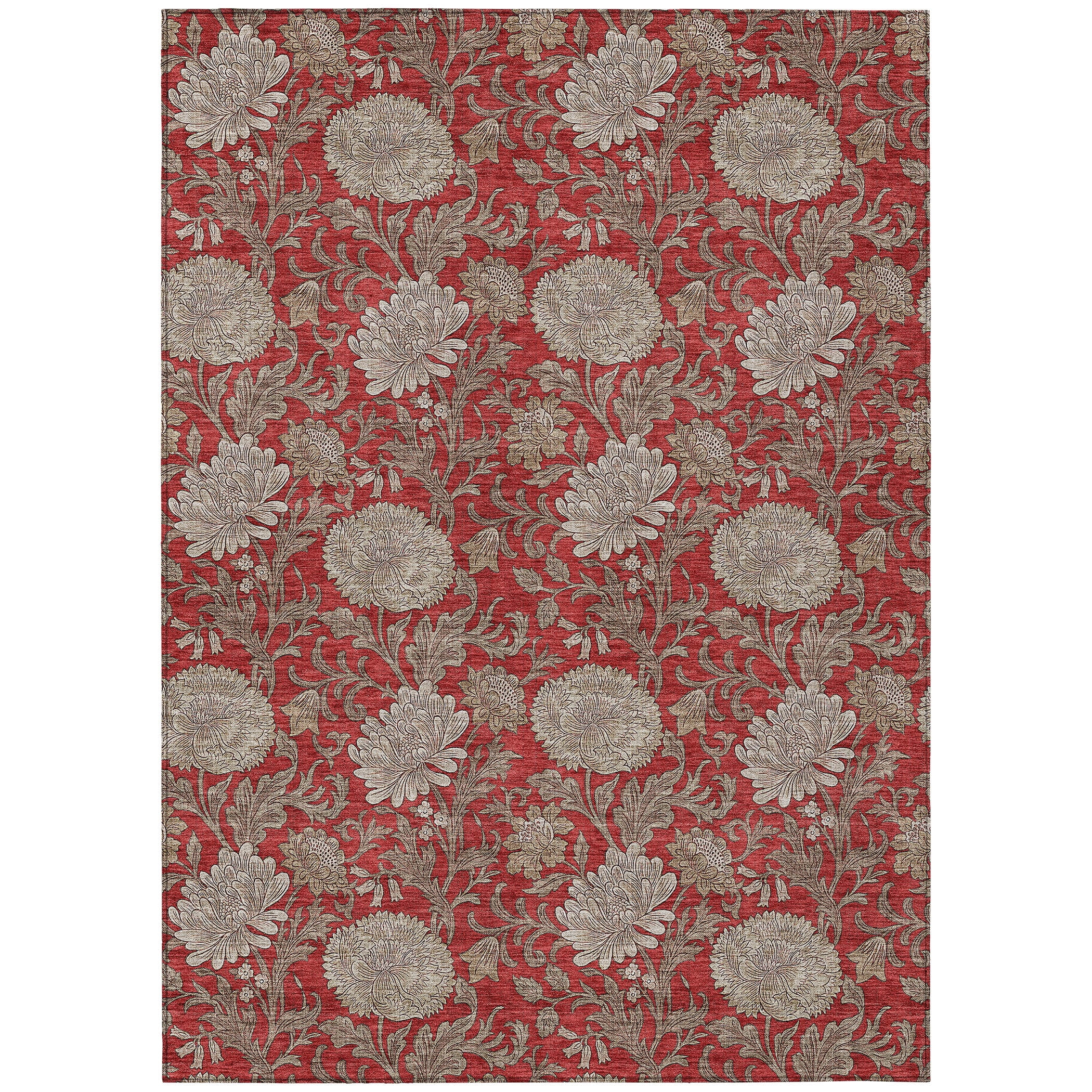 Addison Rugs Machine Washable Indoor/ Outdoor Chantille Floral Rug Red - 2'6" x 3'10"