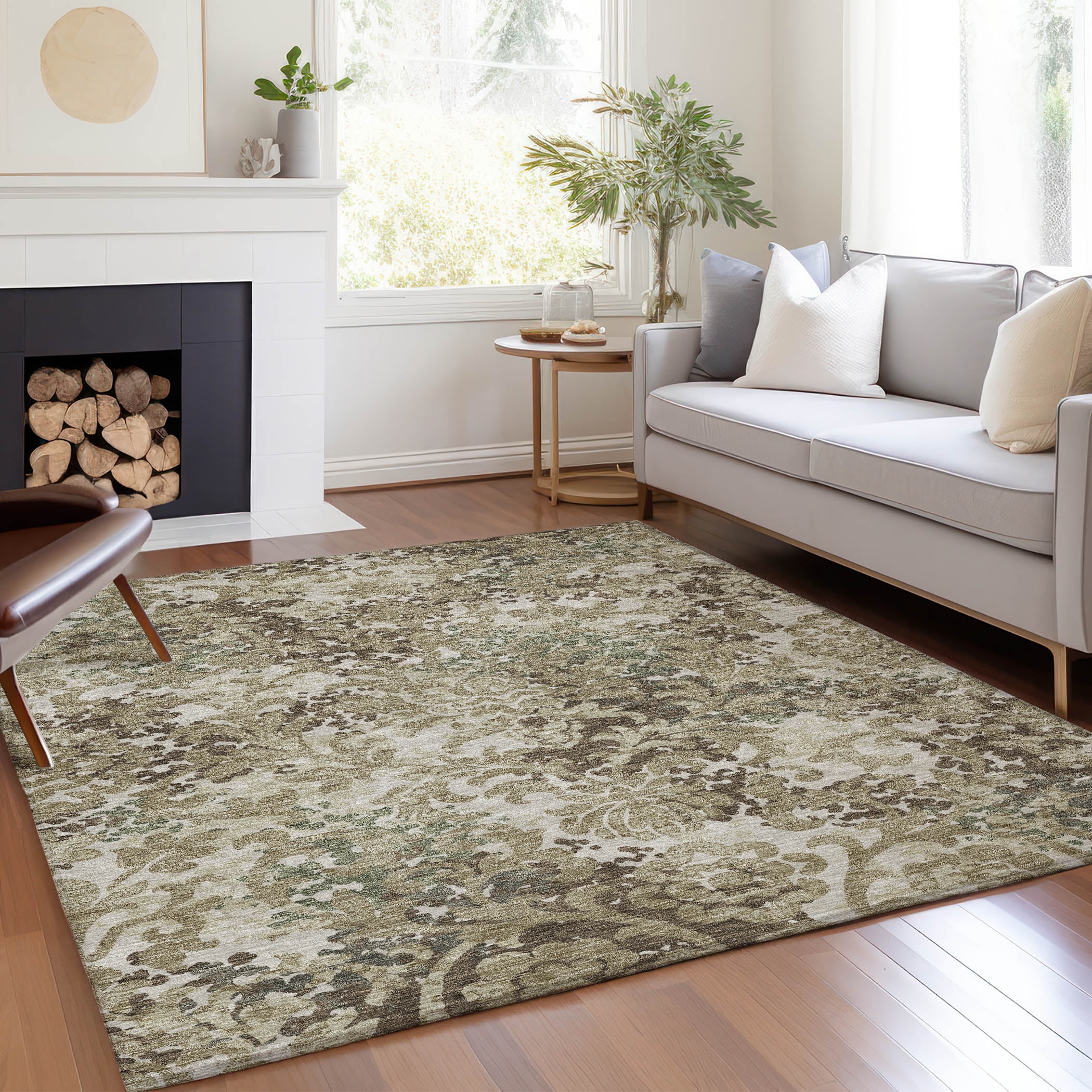 Addison Rugs Chantille Indoor/Outdoor Transitional Floral Beige Washable Rectangle Rug, 2'6" x 3'10"