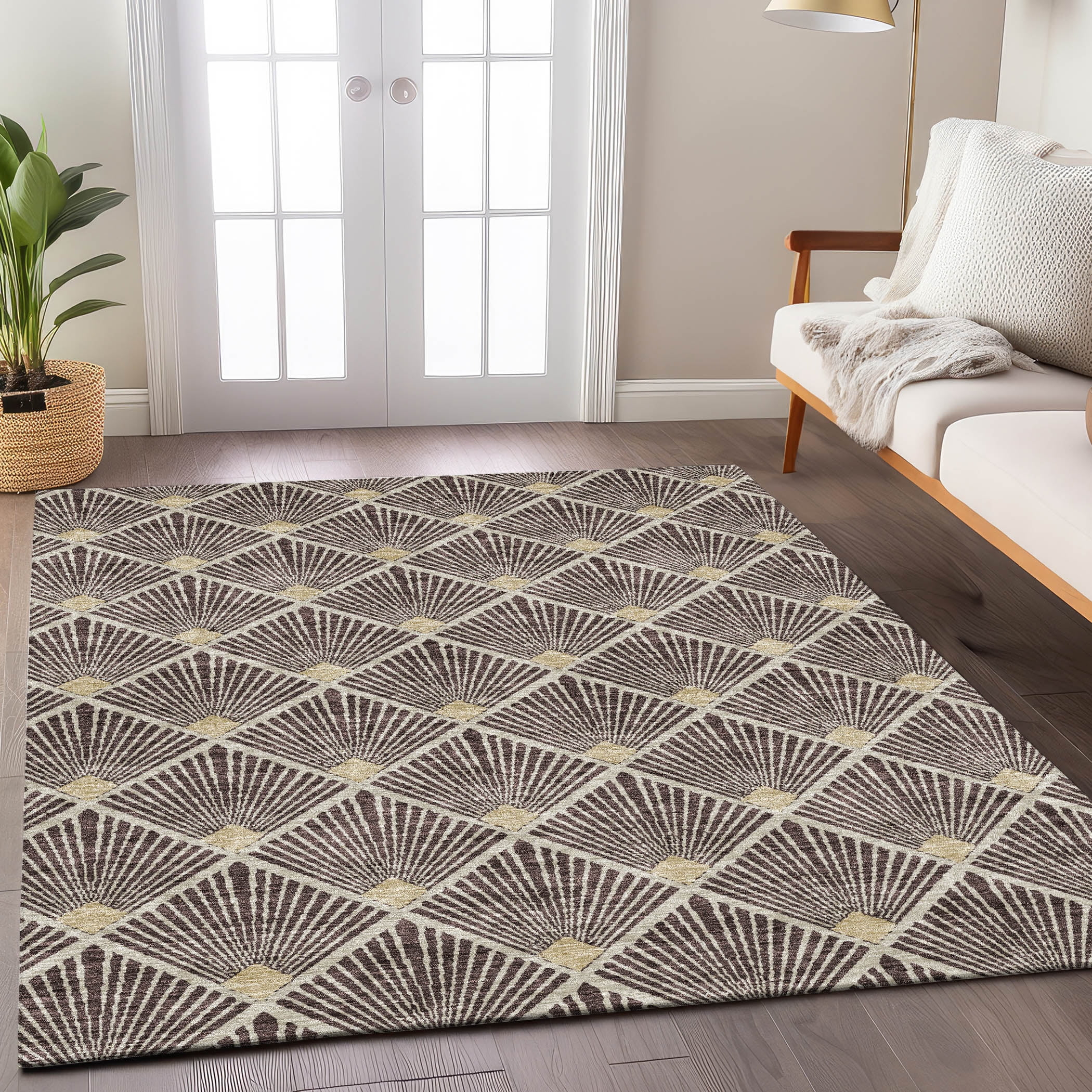 Addison Rugs Machine Washable Indoor/ Outdoor Chantille Modern Shells Rug Fudge - 2'6" x 3'10"