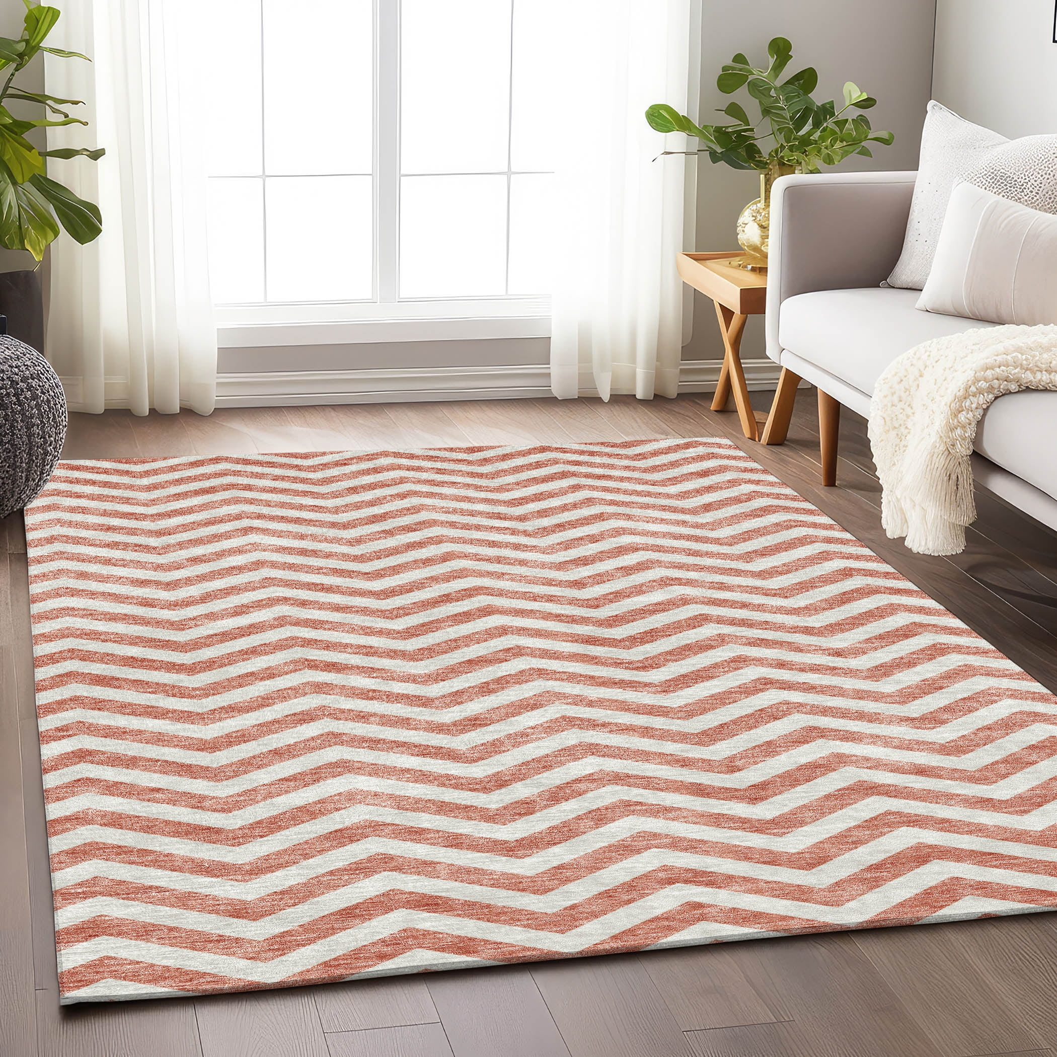 Addison Rugs Chantille ACN922 Salmon 2'6" x 3'10" Indoor Outdoor Area Rug, Easy Clean, Machine Washable, Non Shedding, Bedroom, Living Room, Dining Room, Kitchen, Patio Rug