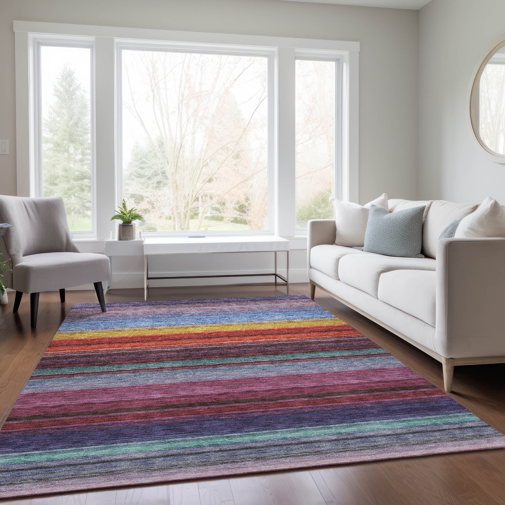 Addison Rugs Machine Washable Indoor/ Outdoor Ombre Stripes Chantille Rug Lavender - 2'6" x 3'10"