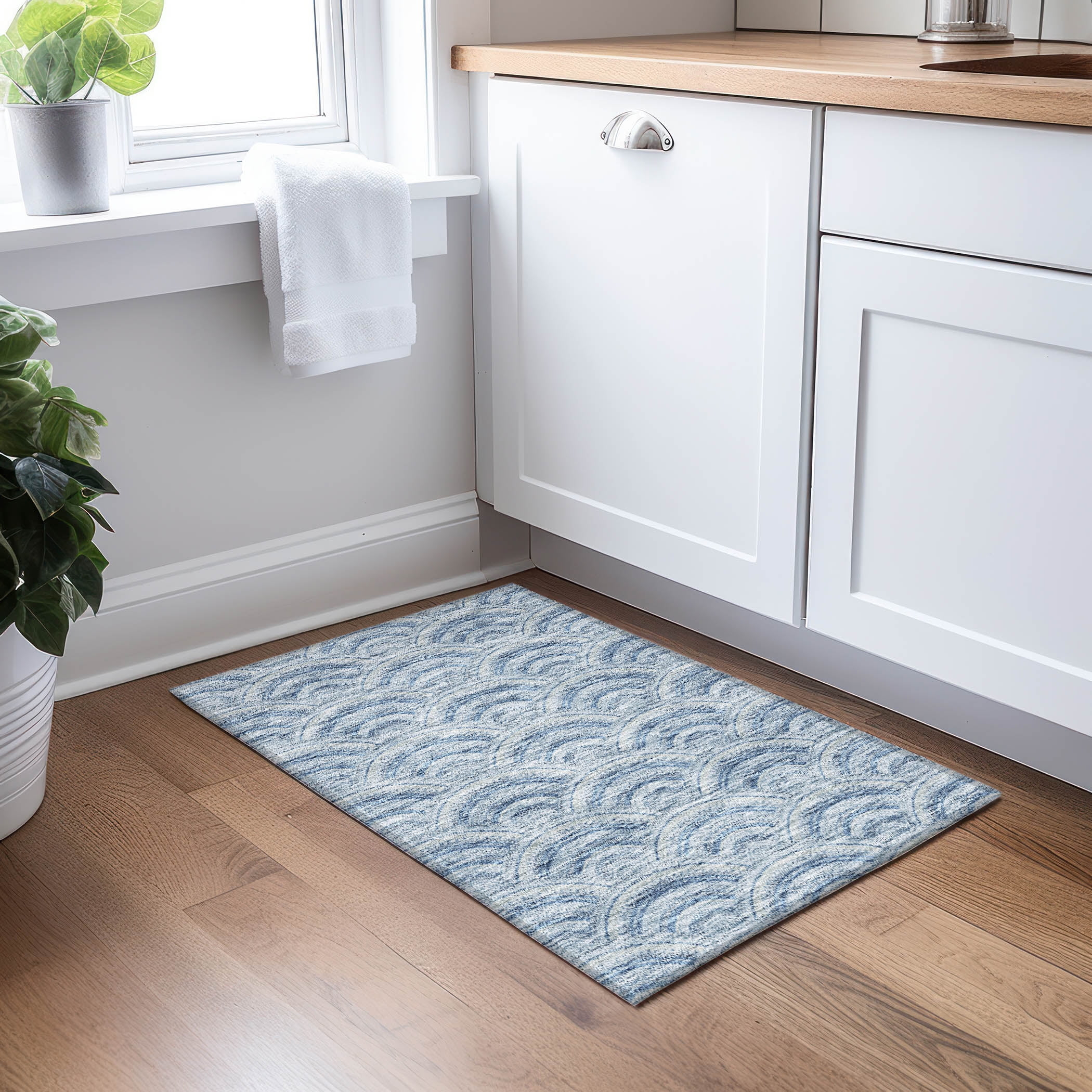 Addison Rugs Chantille ACN984 Denim 1'8" x 2'6" Indoor Outdoor Area Rug, Easy Clean, Machine Washable, Non Shedding, Bedroom, Entry, Living Room, Dining Room, Kitchen, Patio Rug