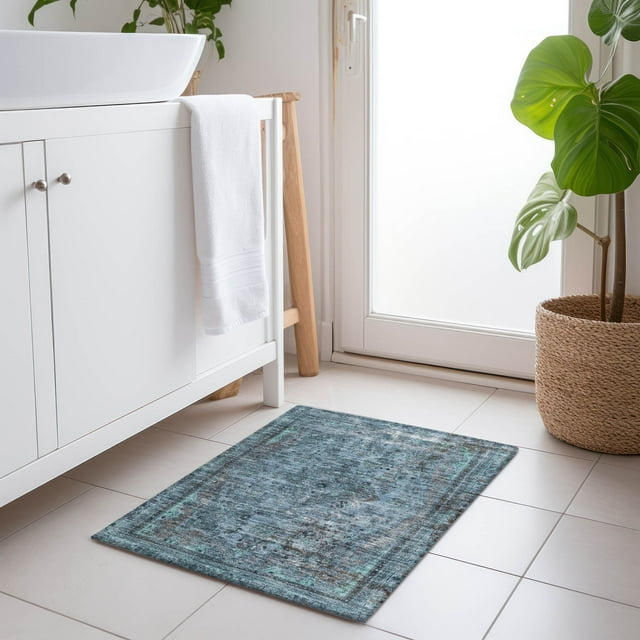 Addison Rugs Chantille Indoor/Outdoor Traditional Global Blue Washable Rectangle Rug, 1'8" x 2'6"