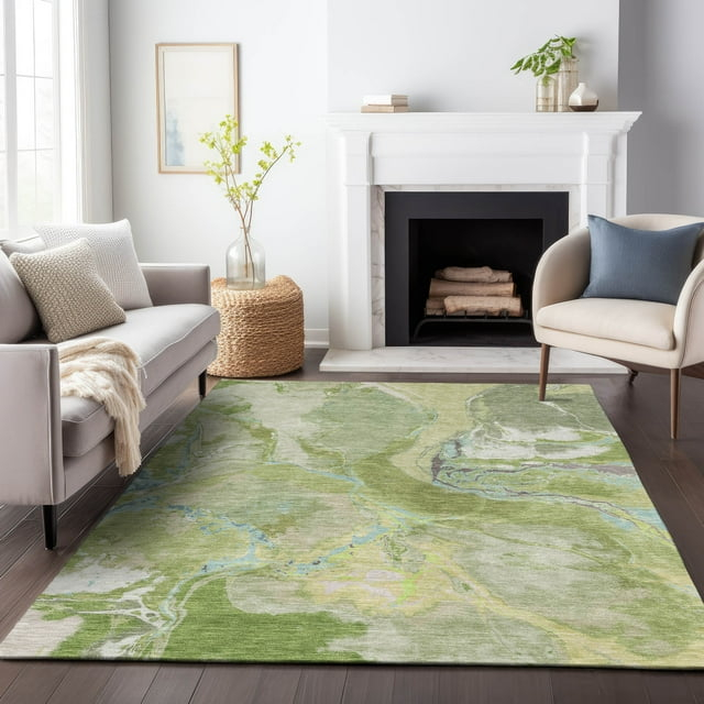 Addison Rugs Chantille Indoor/Outdoor Transitional Abstract Green Washable Rectangle Rug, 2'6" x 3'10"