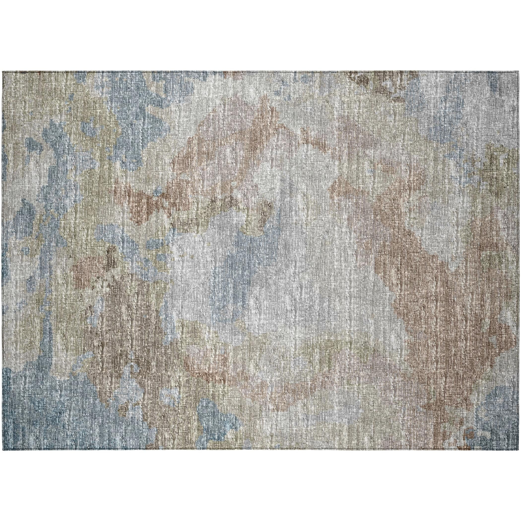 Addison Rugs Indoor/ Outdoor Accord Modern Polyester Washable Rug New 1'8" x 2'6" - Mocha Teal