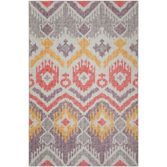 Yuma Indoor/Outdoor Purple Bohemian Ikat 5' x 7'6" Non-Skid Area Rug