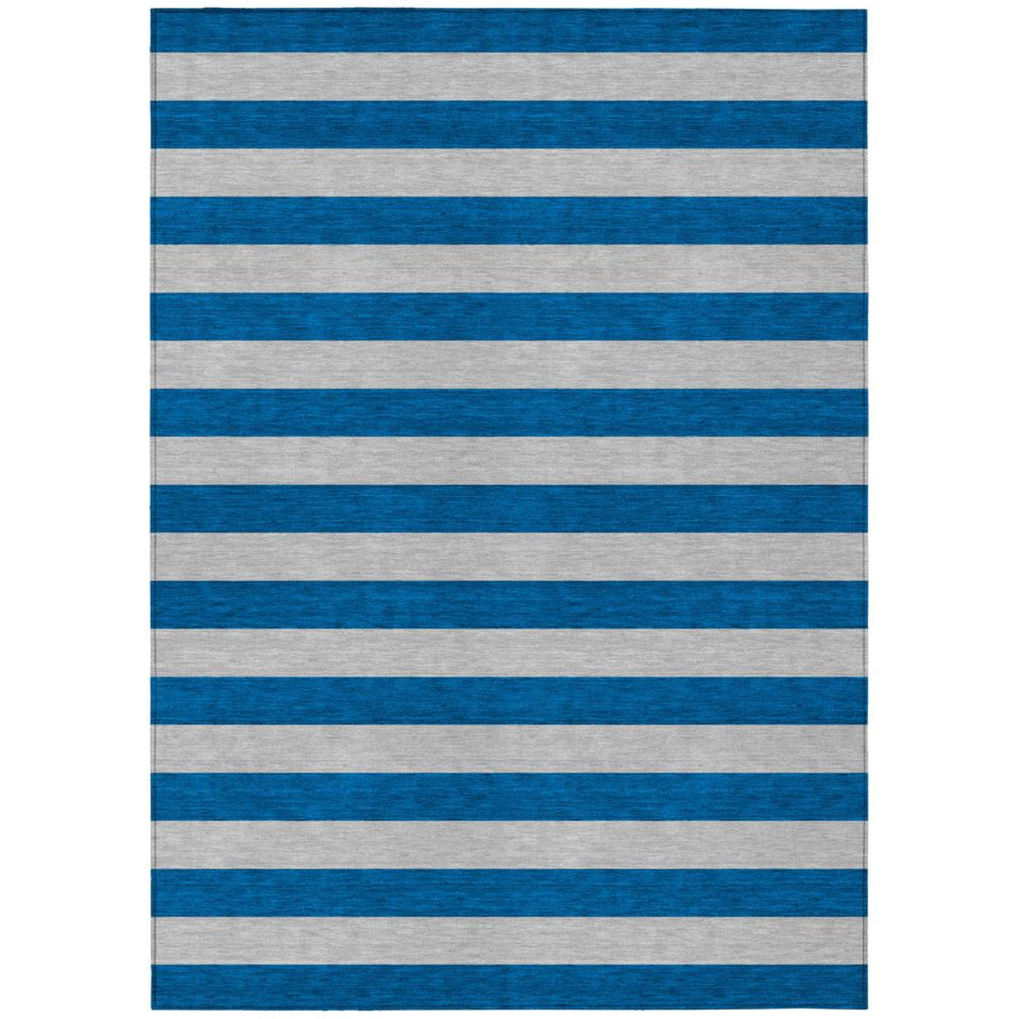 Addison Rugs Chantille Indoor/Outdoor Transitional Stripes Blue Washable Rectangle Rug, 2'6" x 3'10"