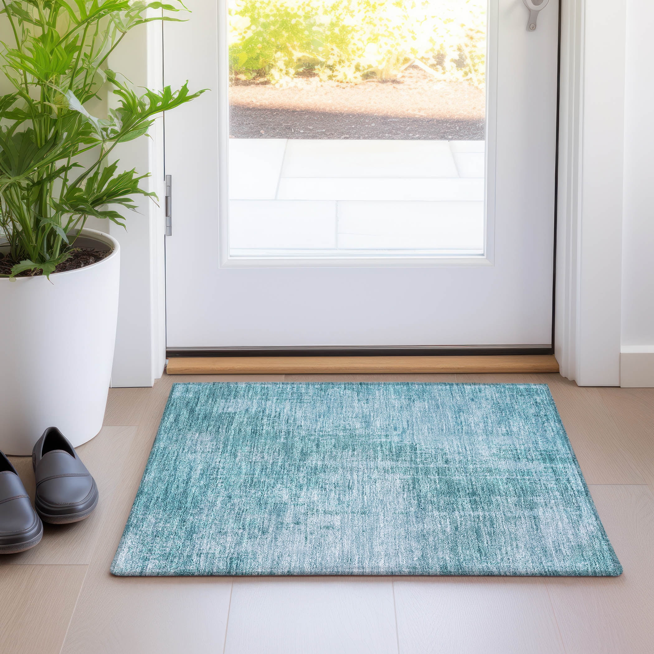 Addison Rugs Chantille Indoor/Outdoor Transitional Modern Aqua Washable Rectangle Rug, 1'8" x 2'6"