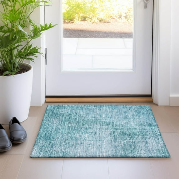 Addison Rugs Chantille Indoor/Outdoor Transitional Modern Aqua Washable Rectangle Rug, 1'8" x 2'6"