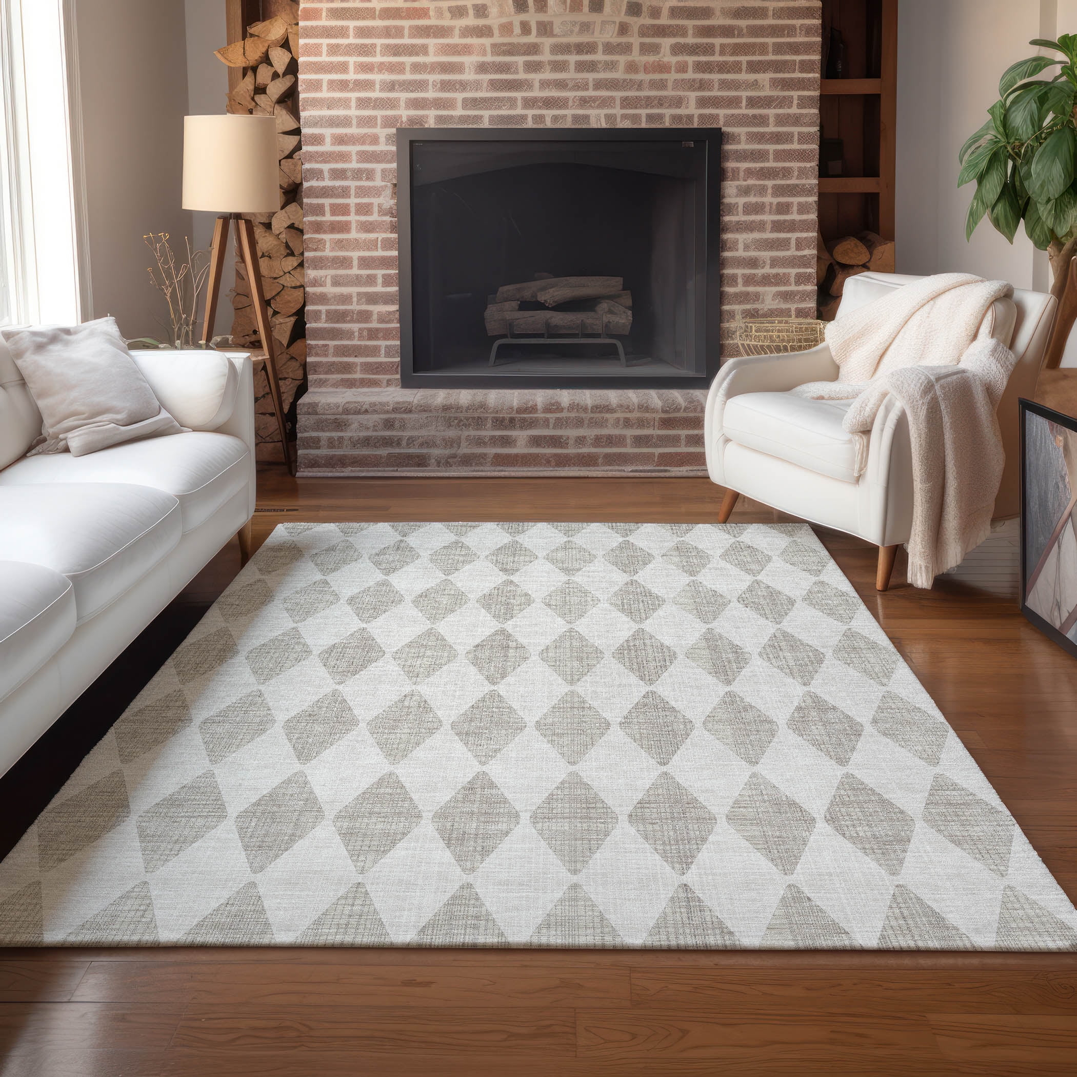 Addison Rugs Chantille Indoor/Outdoor Transitional Diamonds Beige Washable Rectangle Rug, 3' x 5'