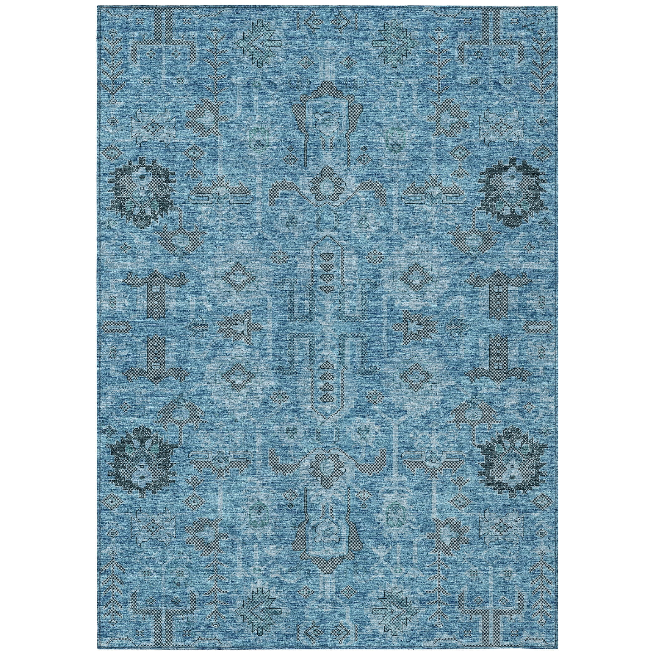 Addison Rugs Chantille Indoor/Outdoor Traditional Oriental Blue Washable Rectangle Rug, 2'6" x 3'10"