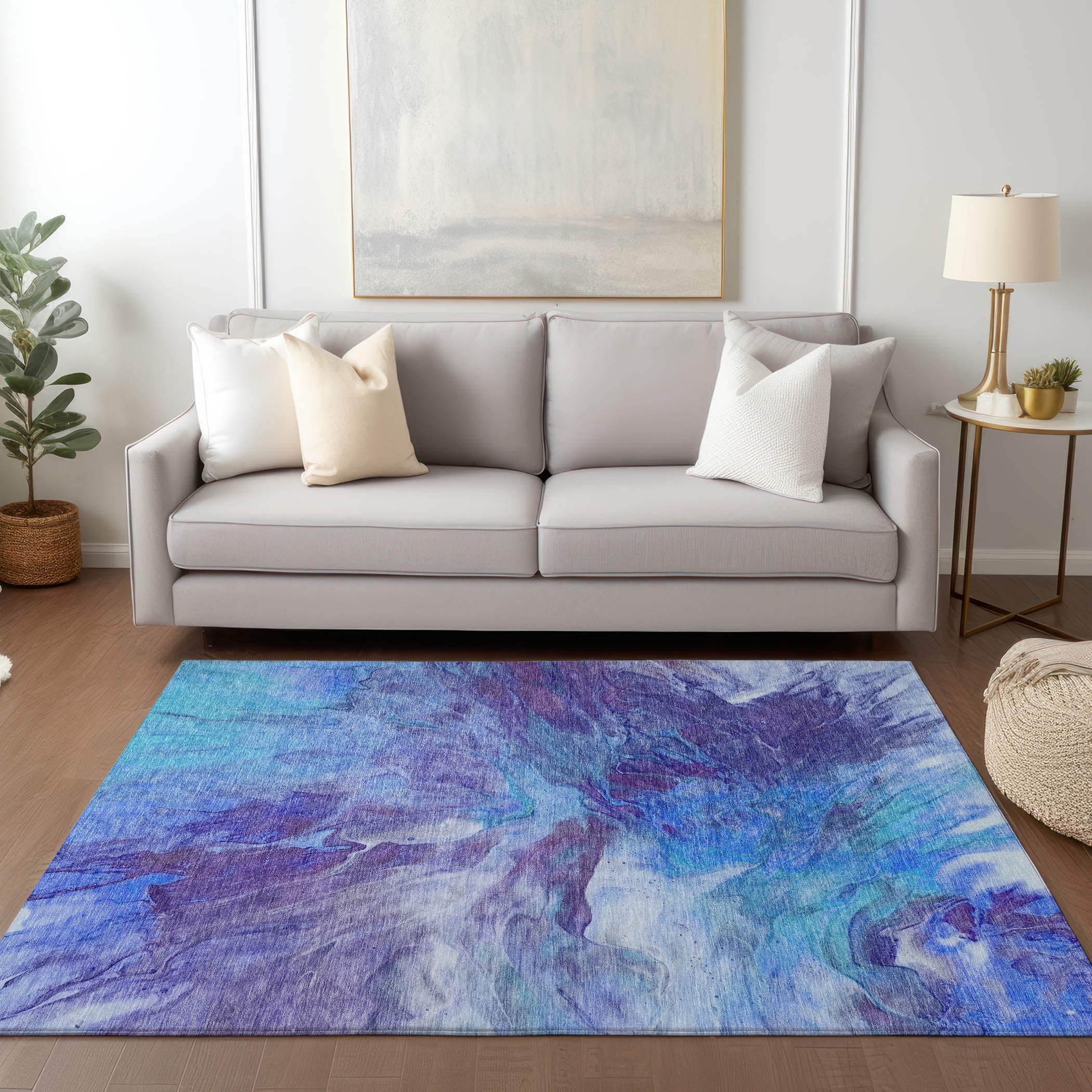 Addison Rugs Chantille Indoor/Outdoor Transitional Modern Blue Washable Rectangle Rug, 3' x 5'