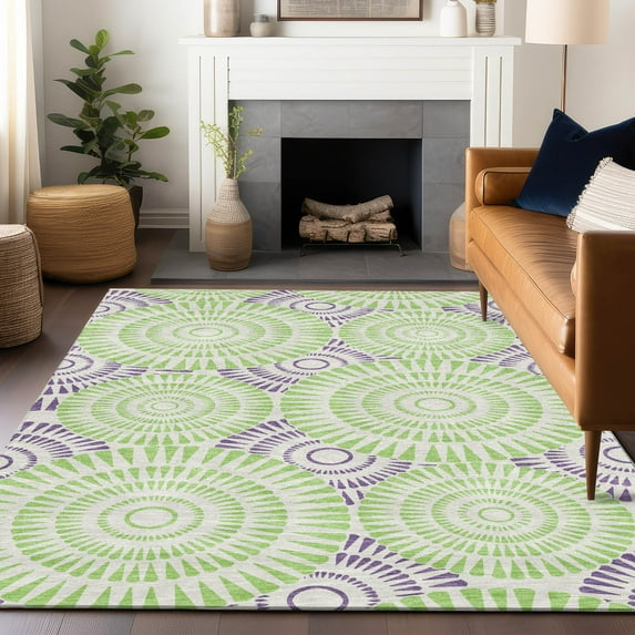 Addison Rugs Chantille Indoor/Outdoor Transitional Circles White Washable Rectangle Rug, 2'6" x 3'10"