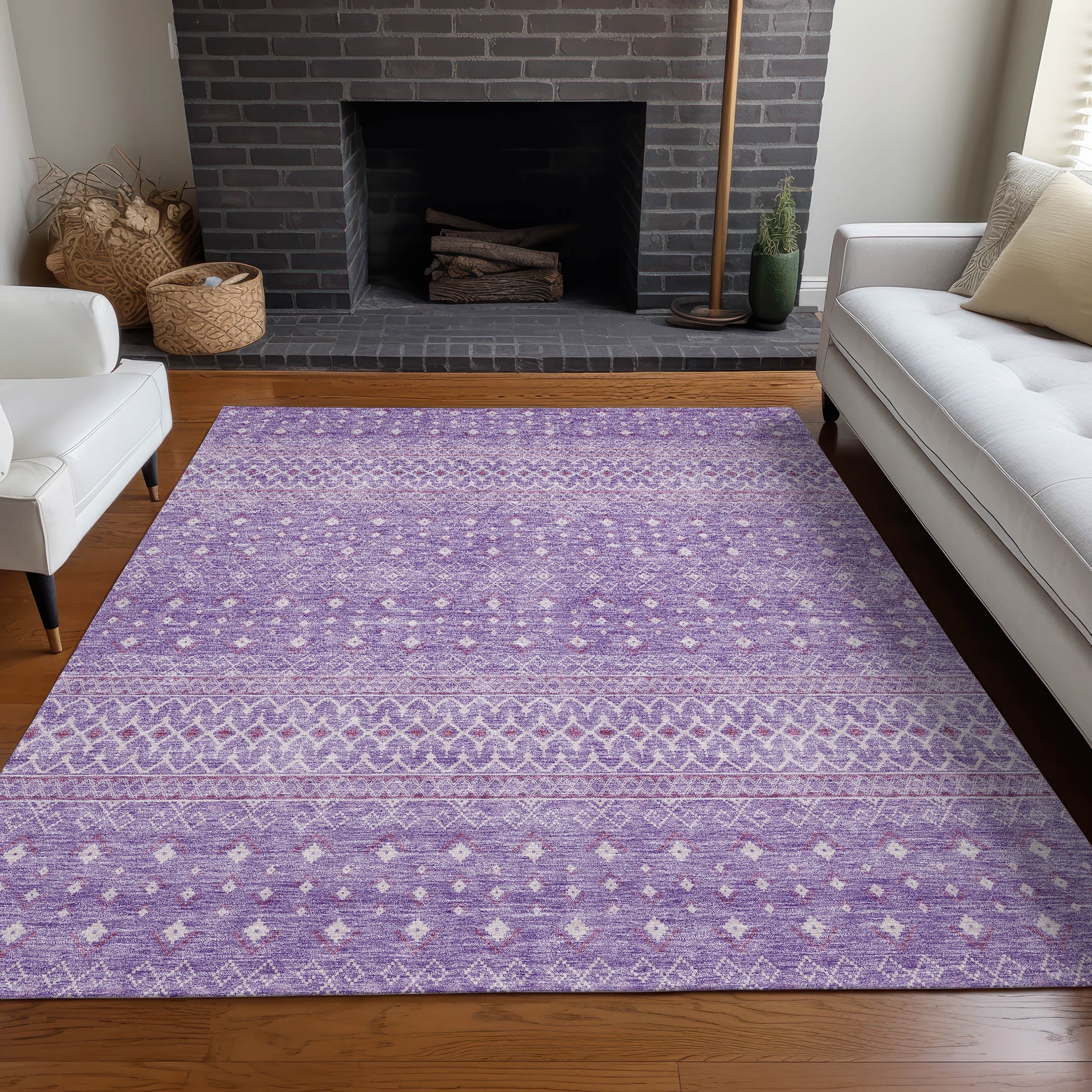 Addison Rugs Chantille Indoor/Outdoor Transitional Boho Lavender Washable Rectangle Rug, 3' x 5'