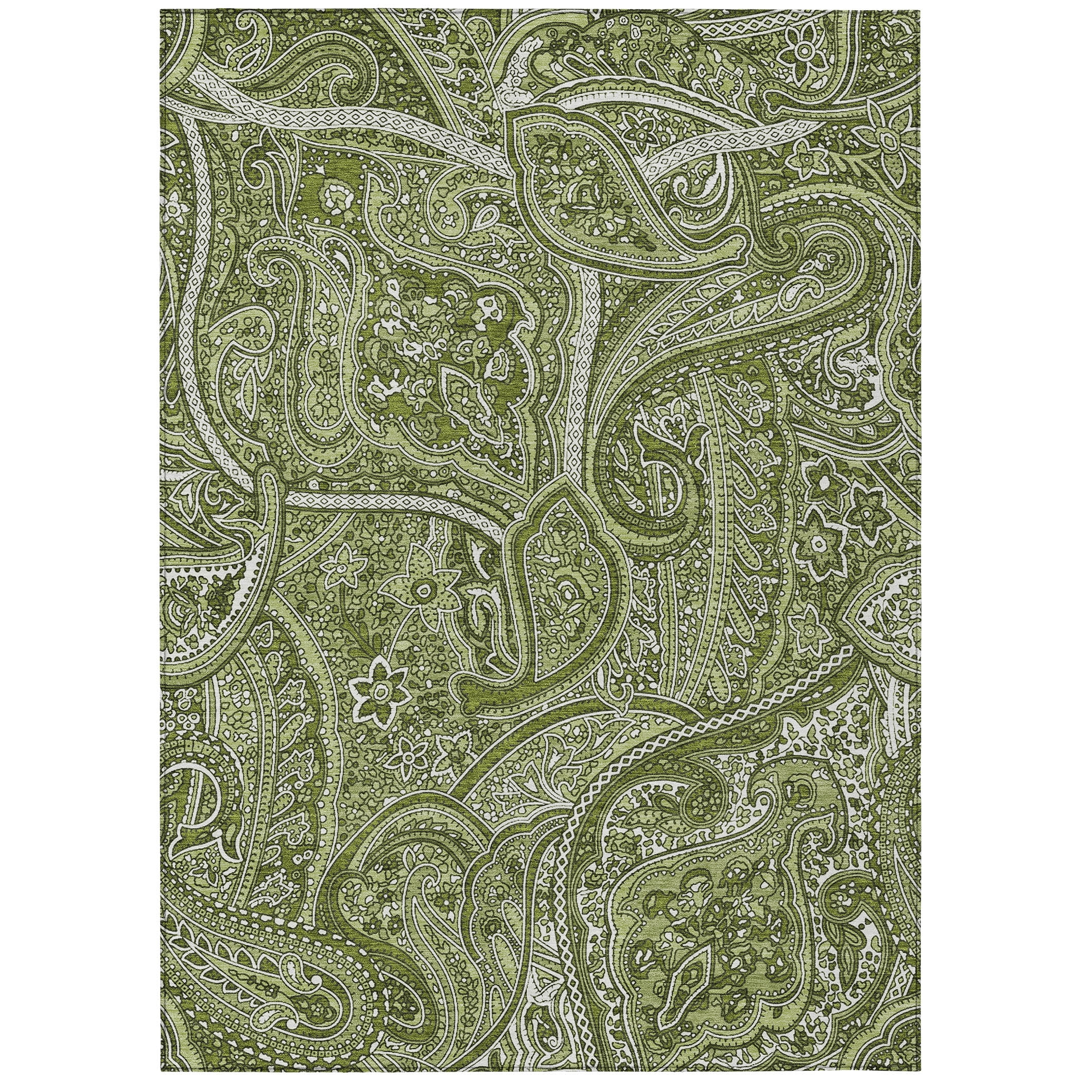 Addison Rugs Chantille Indoor/Outdoor Traditional Paisley Green Washable Rectangle Rug, 2'6" x 3'10"