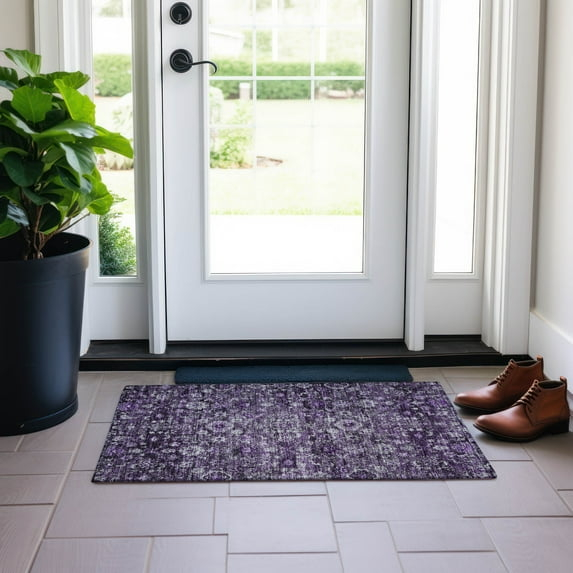 Addison Rugs Chantille Indoor/Outdoor Traditional Oriental Purple Washable Rectangle Rug, 1'8" x 2'6"