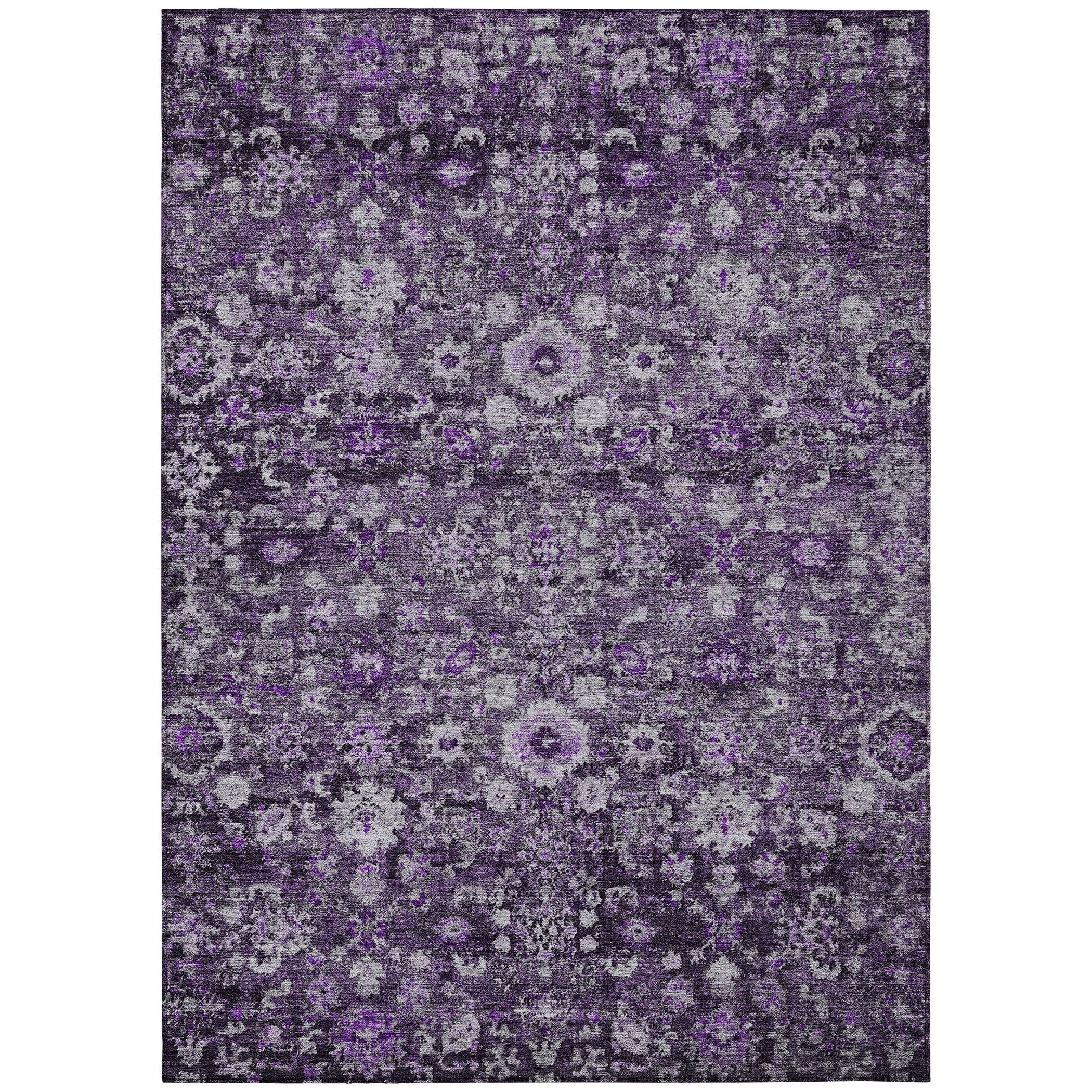 Addison Rugs Machine Washable Indoor/ Outdoor Chantille Traditional Vintage Floral Rug Purple - 8' x 10'