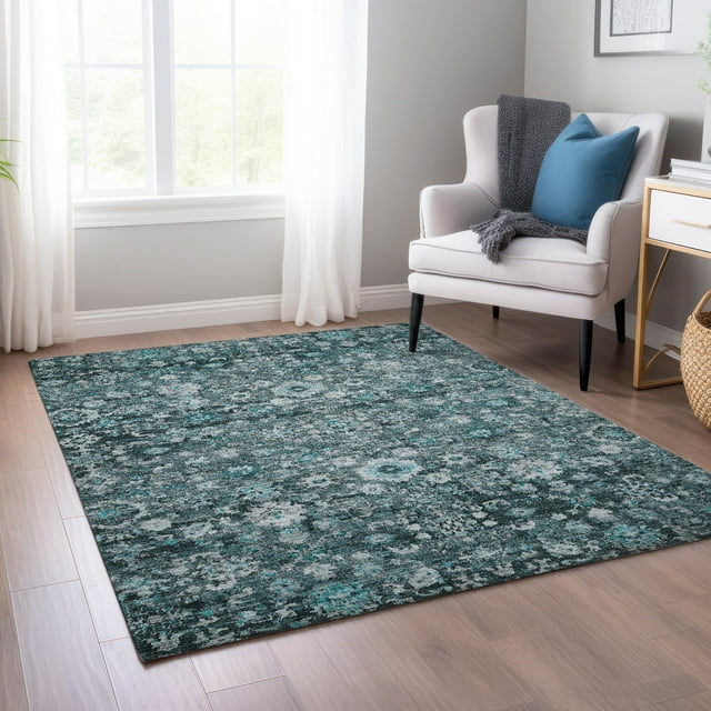 Addison Rugs Chantille Indoor/Outdoor Traditional Oriental Teal Washable Rectangle Rug, 5' x 7'6"