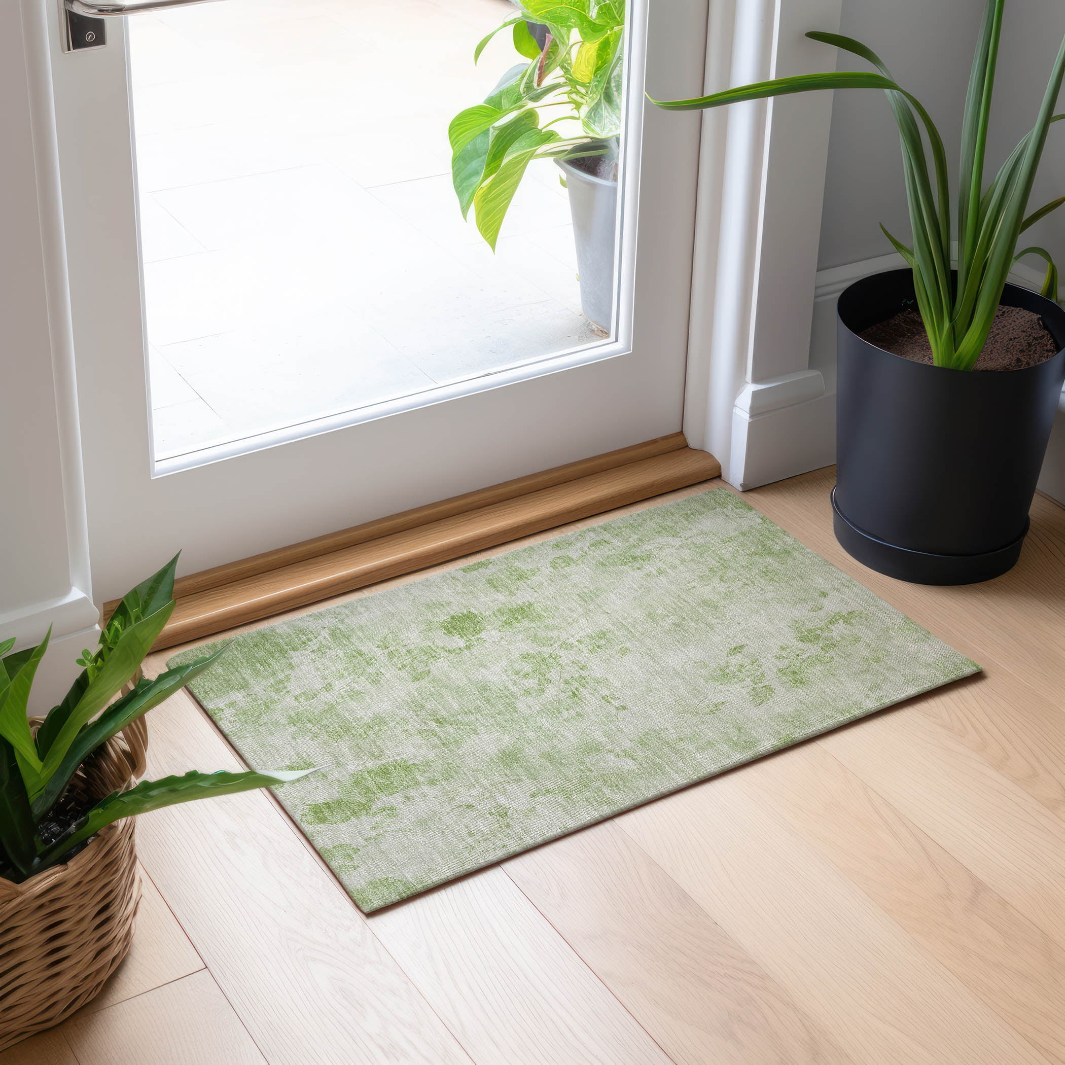 Addison Rugs Chantille Indoor/Outdoor Transitional Floral Aloe Washable Rectangle Rug, 1'8" x 2'6"
